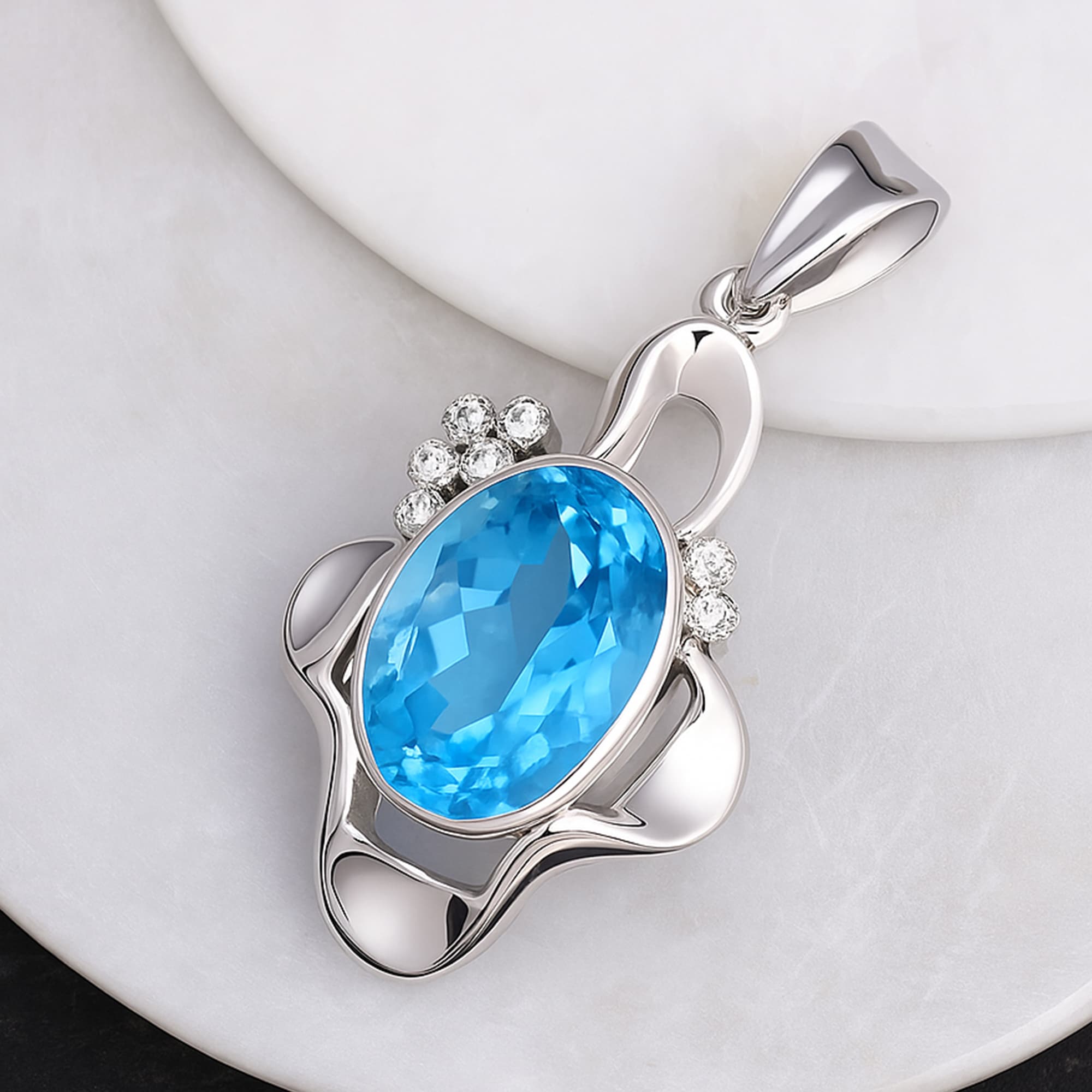 Ocean Grace Blue Topaz Pendant