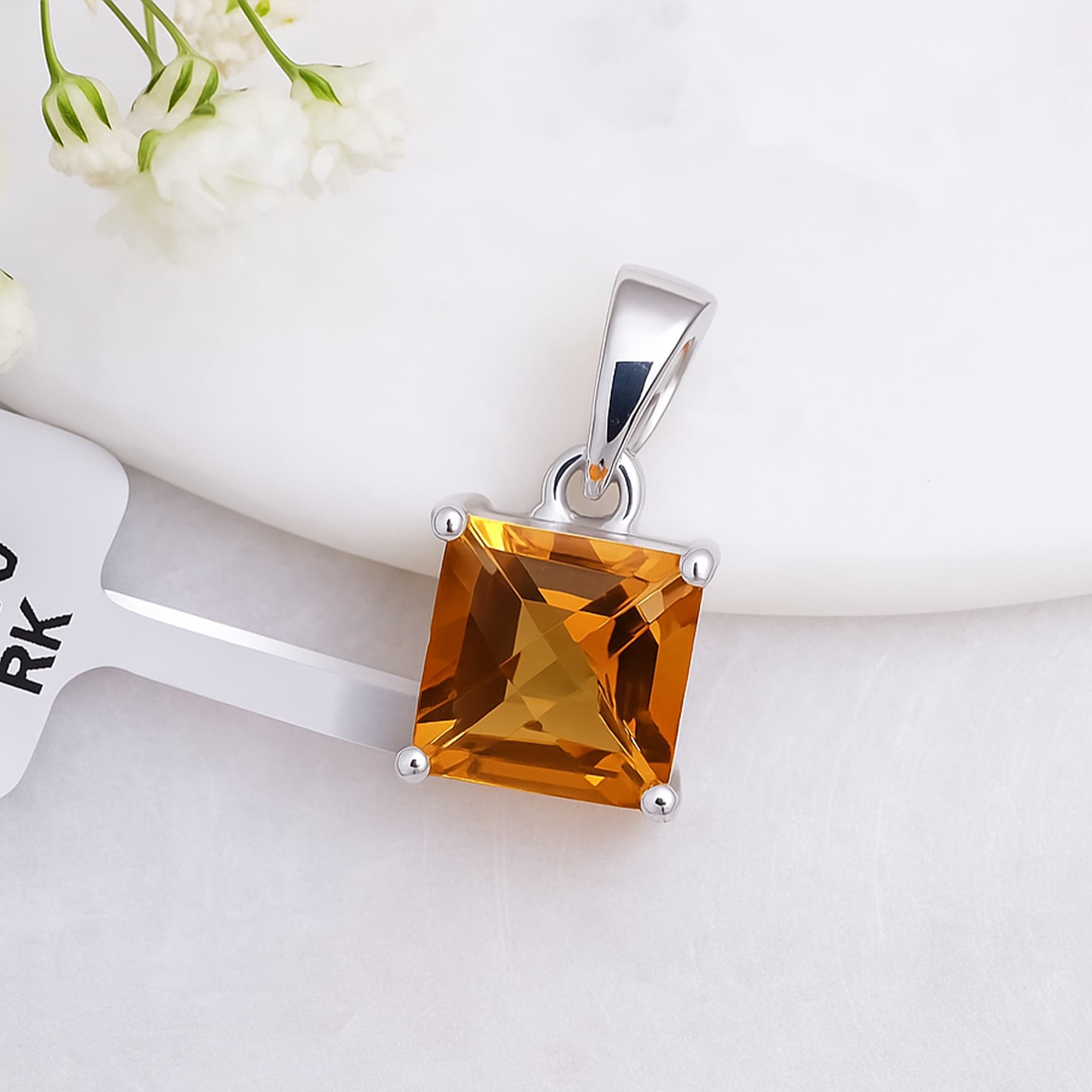 Golden Pyramid Topaz Solitaire Pendant