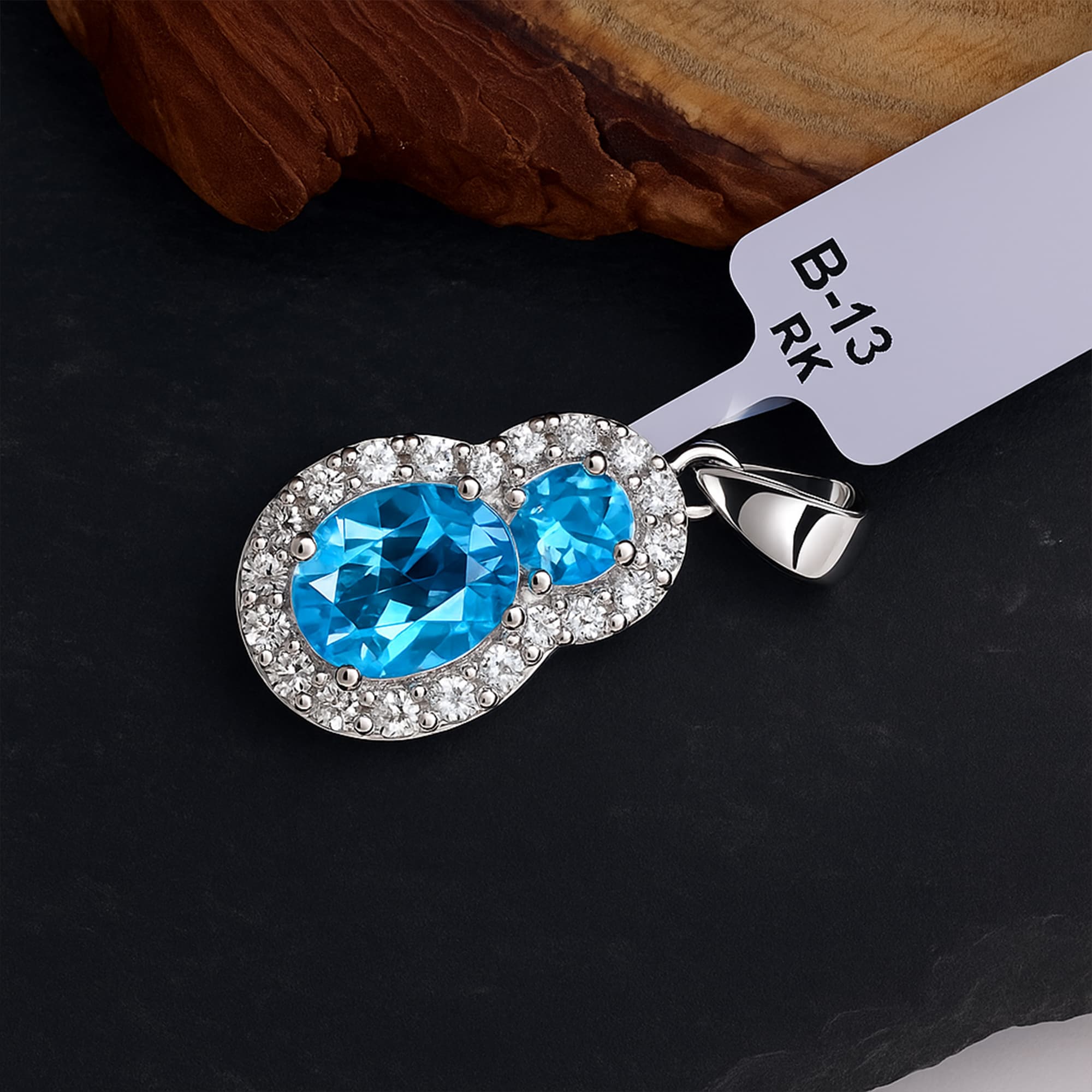Azure Halo Blue Topaz Pendant alternate view