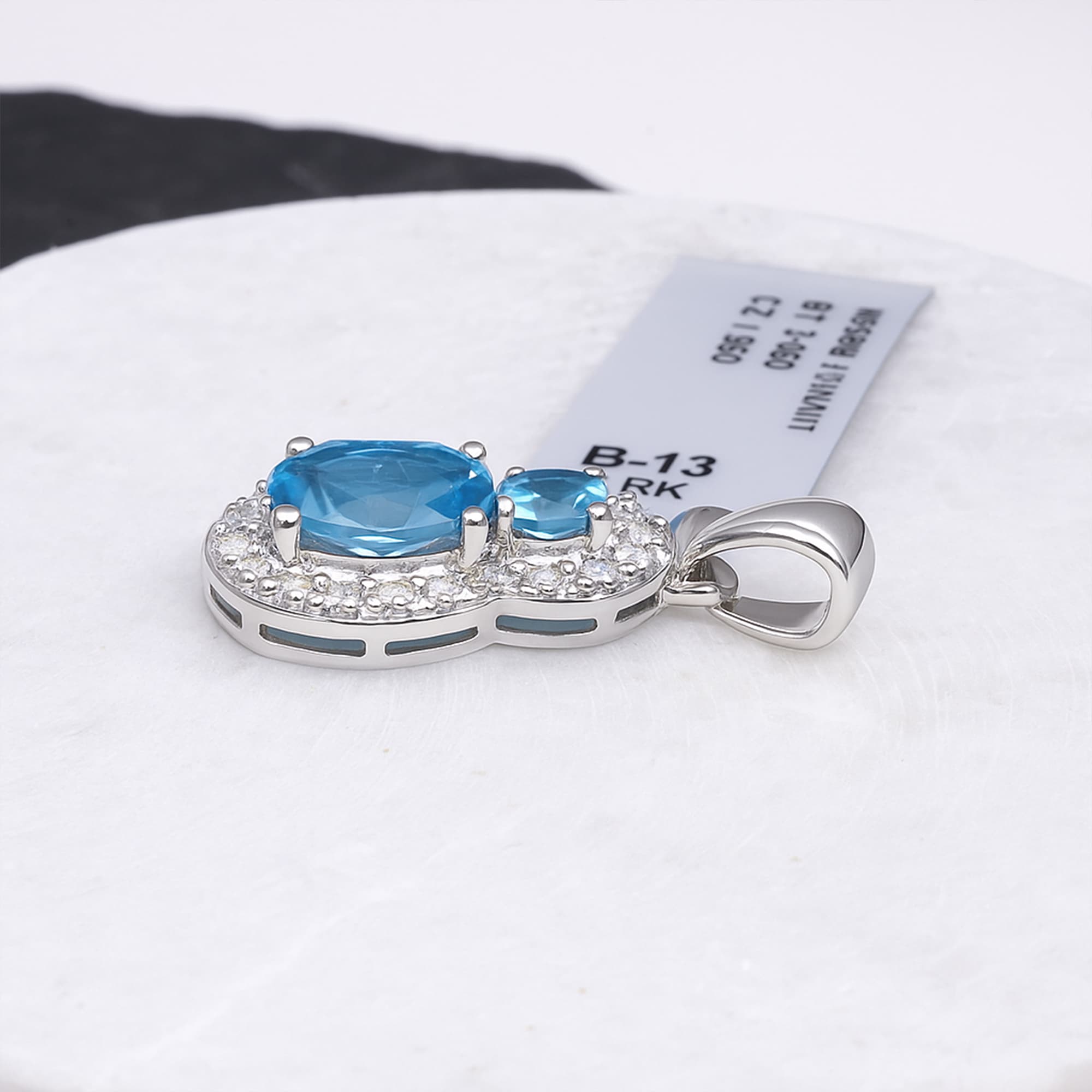 Azure Halo Blue Topaz Pendant