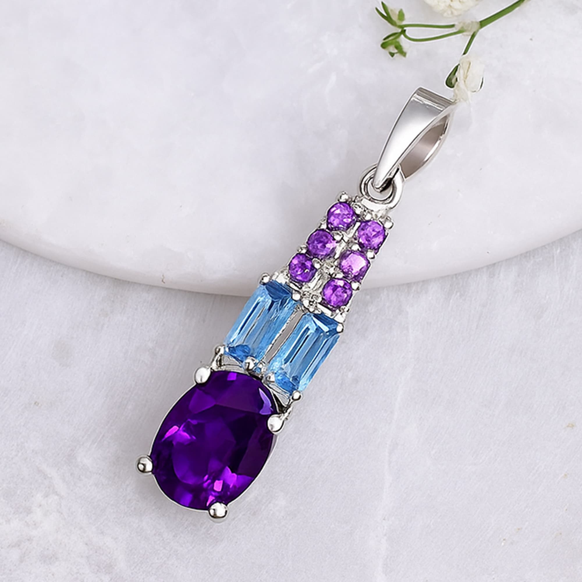 Harmony Duo Amethyst & Blue Topaz Pendant