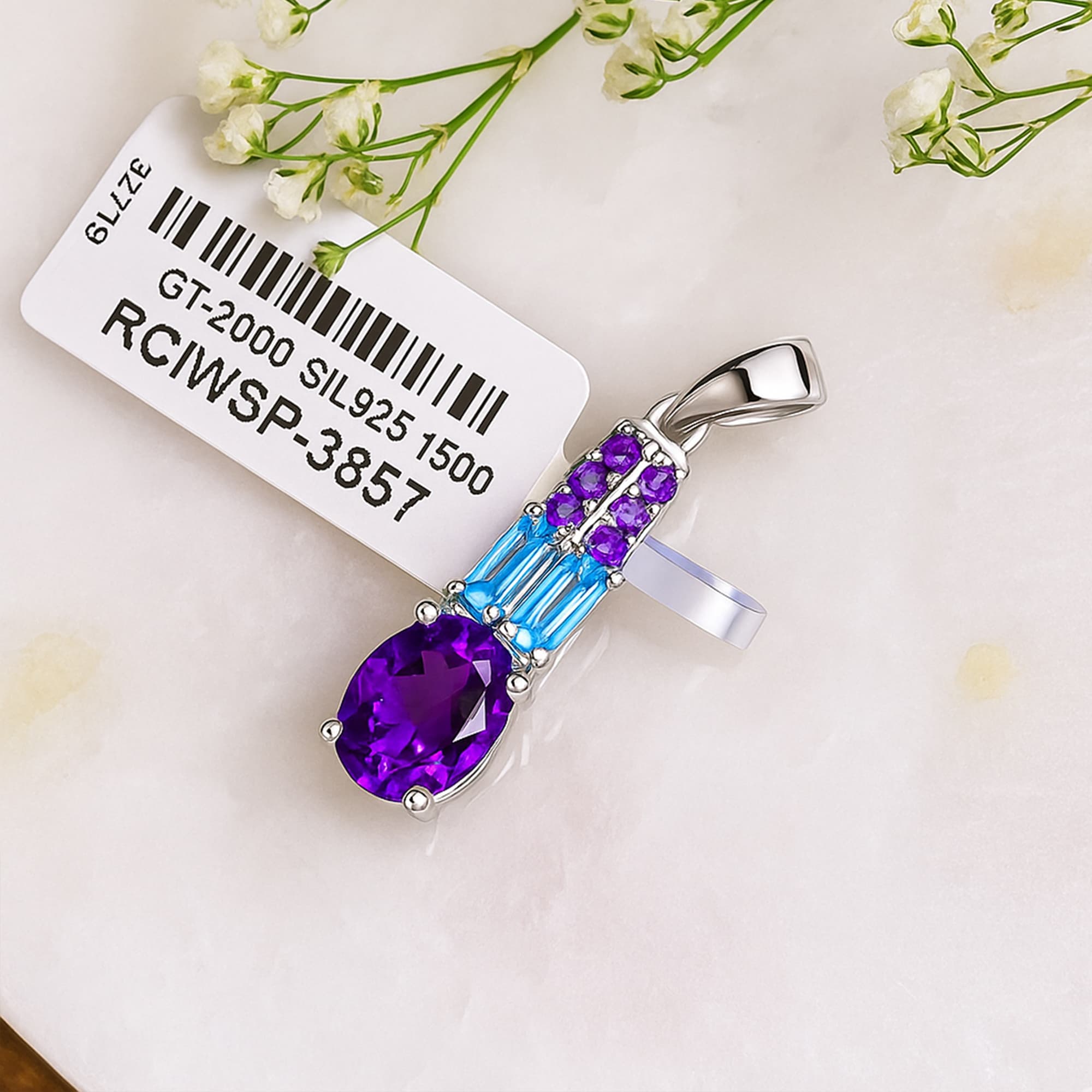 Harmony Duo Amethyst & Blue Topaz Pendant