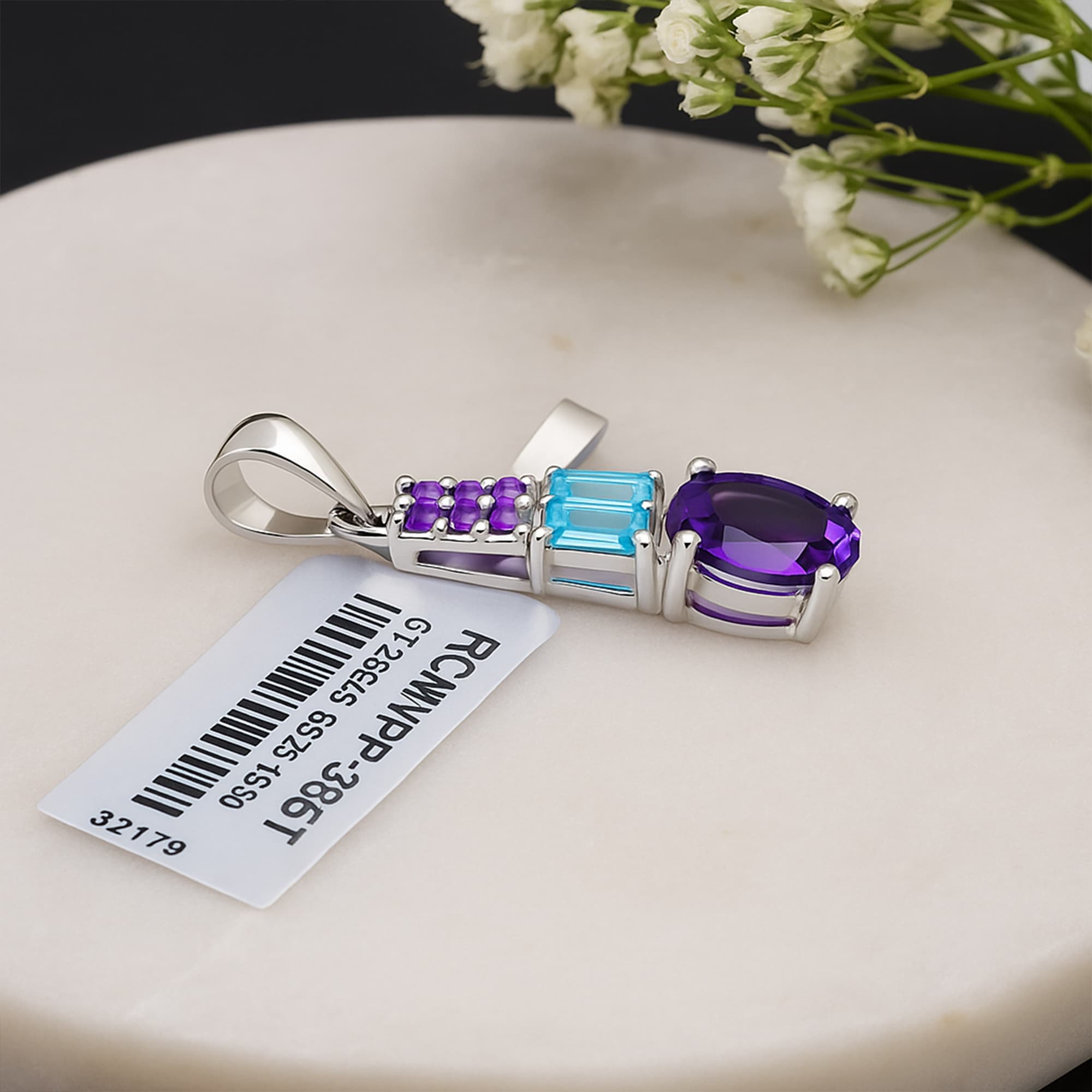 Harmony Duo Amethyst & Blue Topaz Pendant