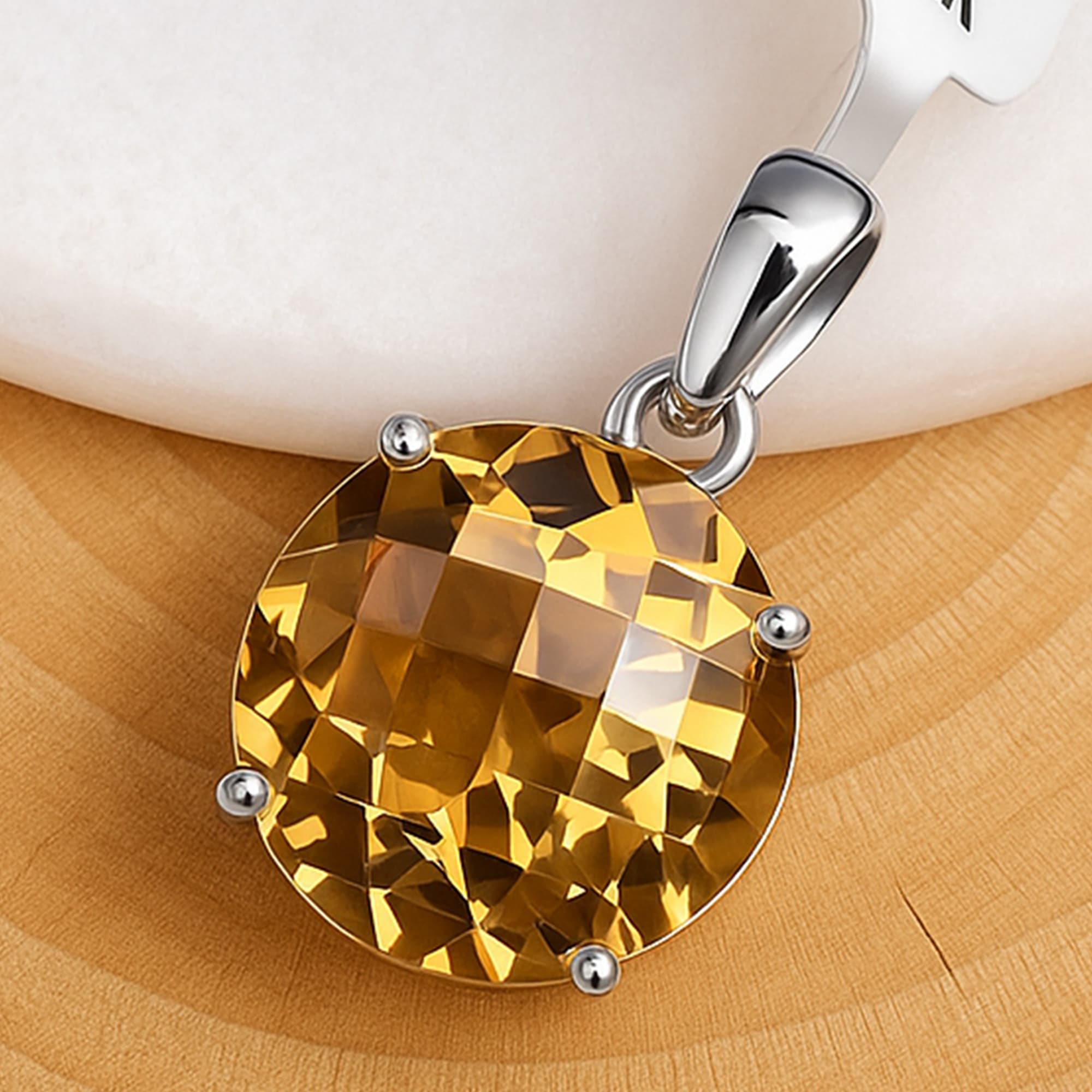 Brandy Glow Citrine Solitaire Pendant