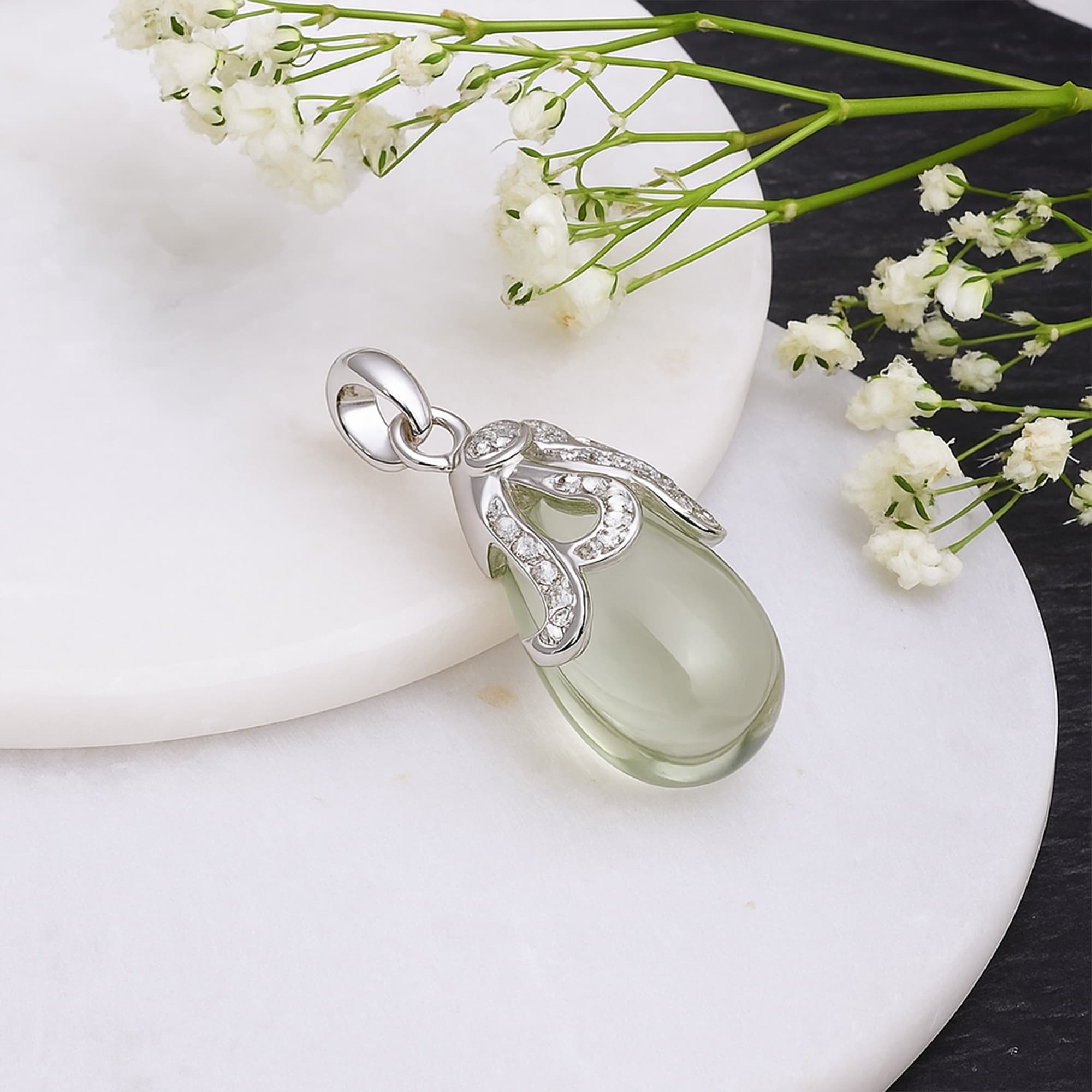 Celestial Dew Prasiolite Diamond Pendant alternate view