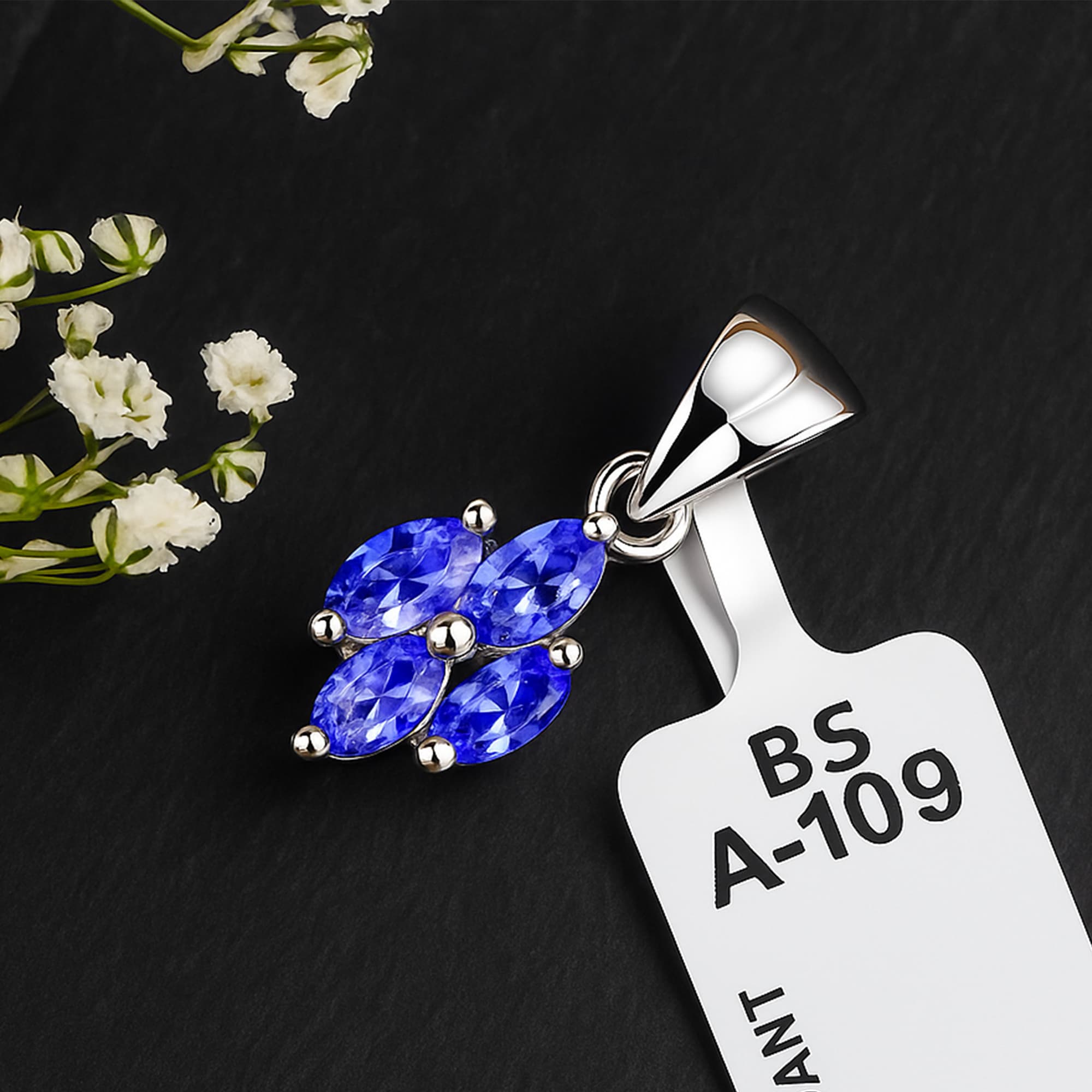 Petal Tanzanite Floral Pendant alternate view