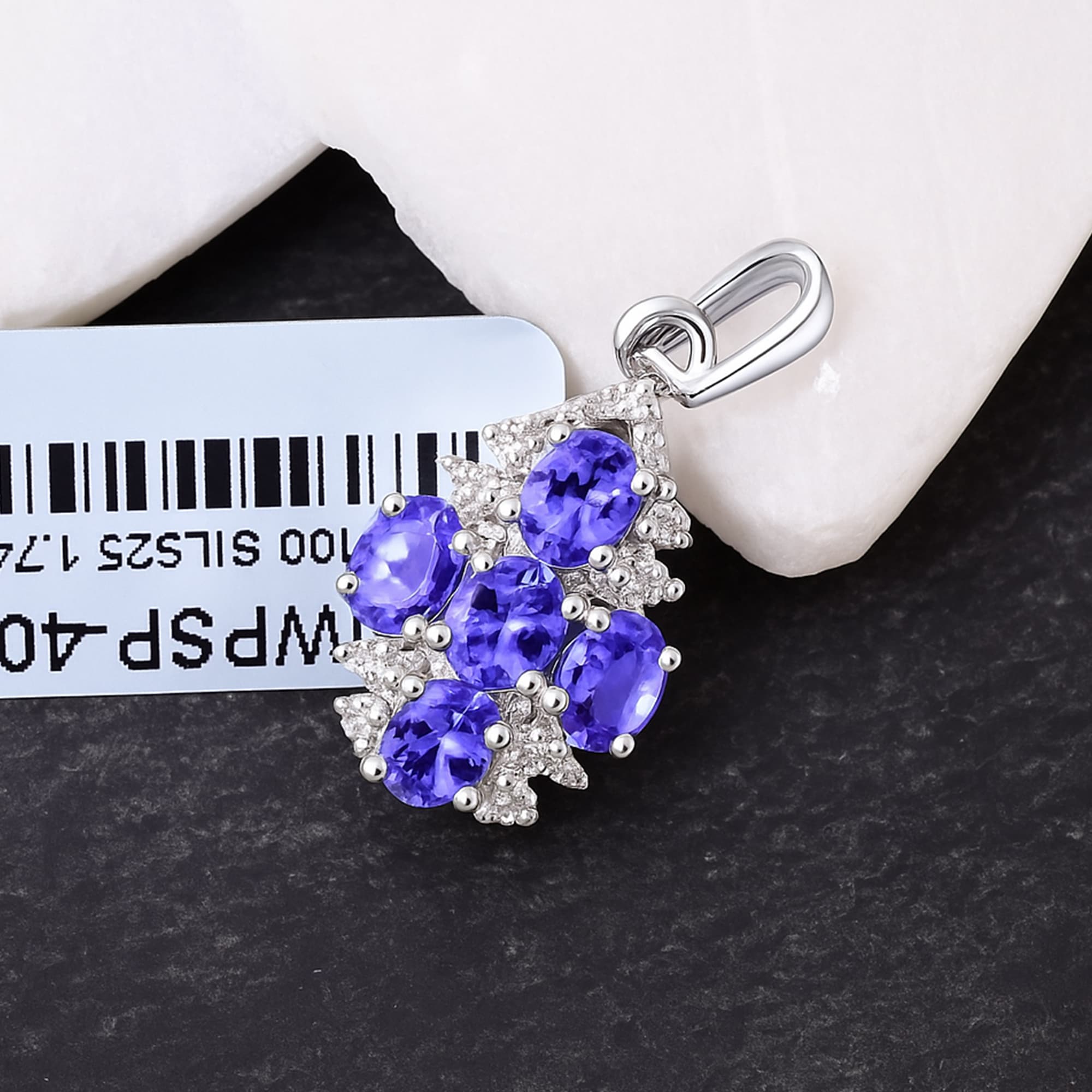 Royal Tanzanite Diamond Cluster Pendant alternate view