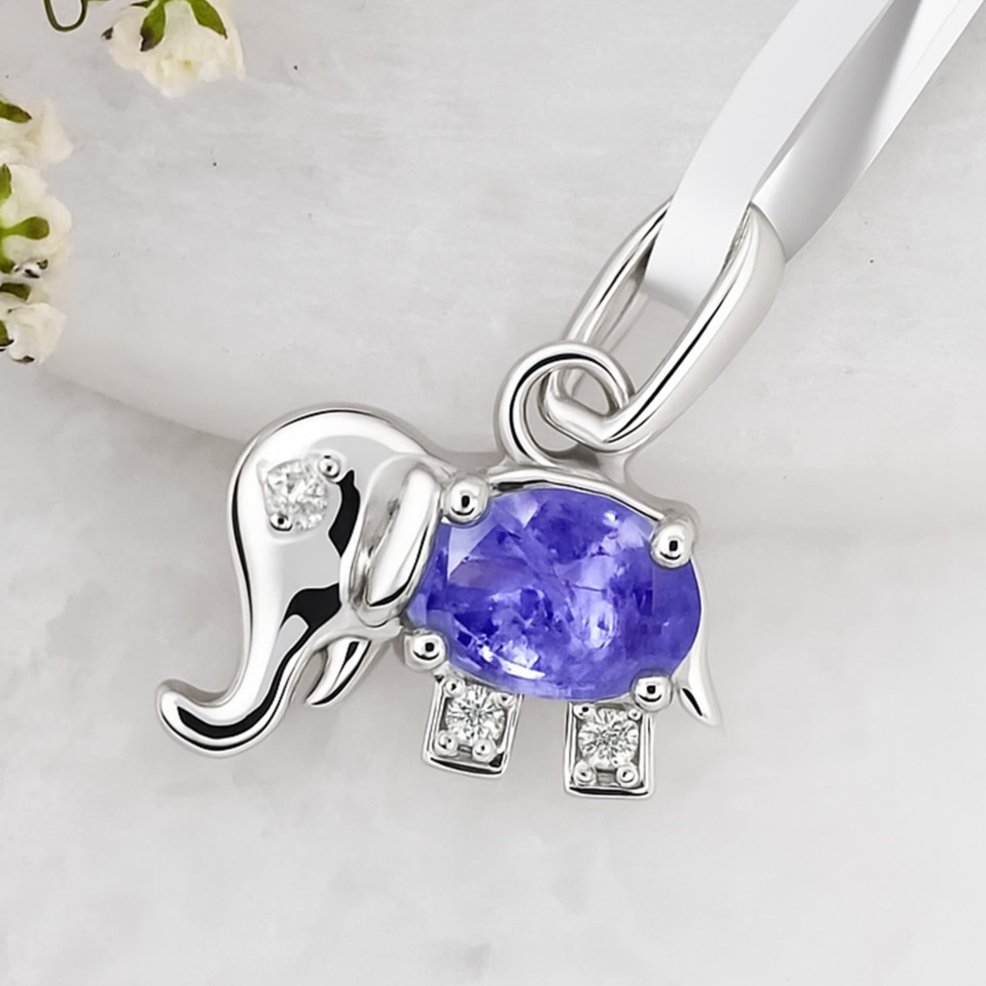 Whimsical Tanzanite Elephant Pendant