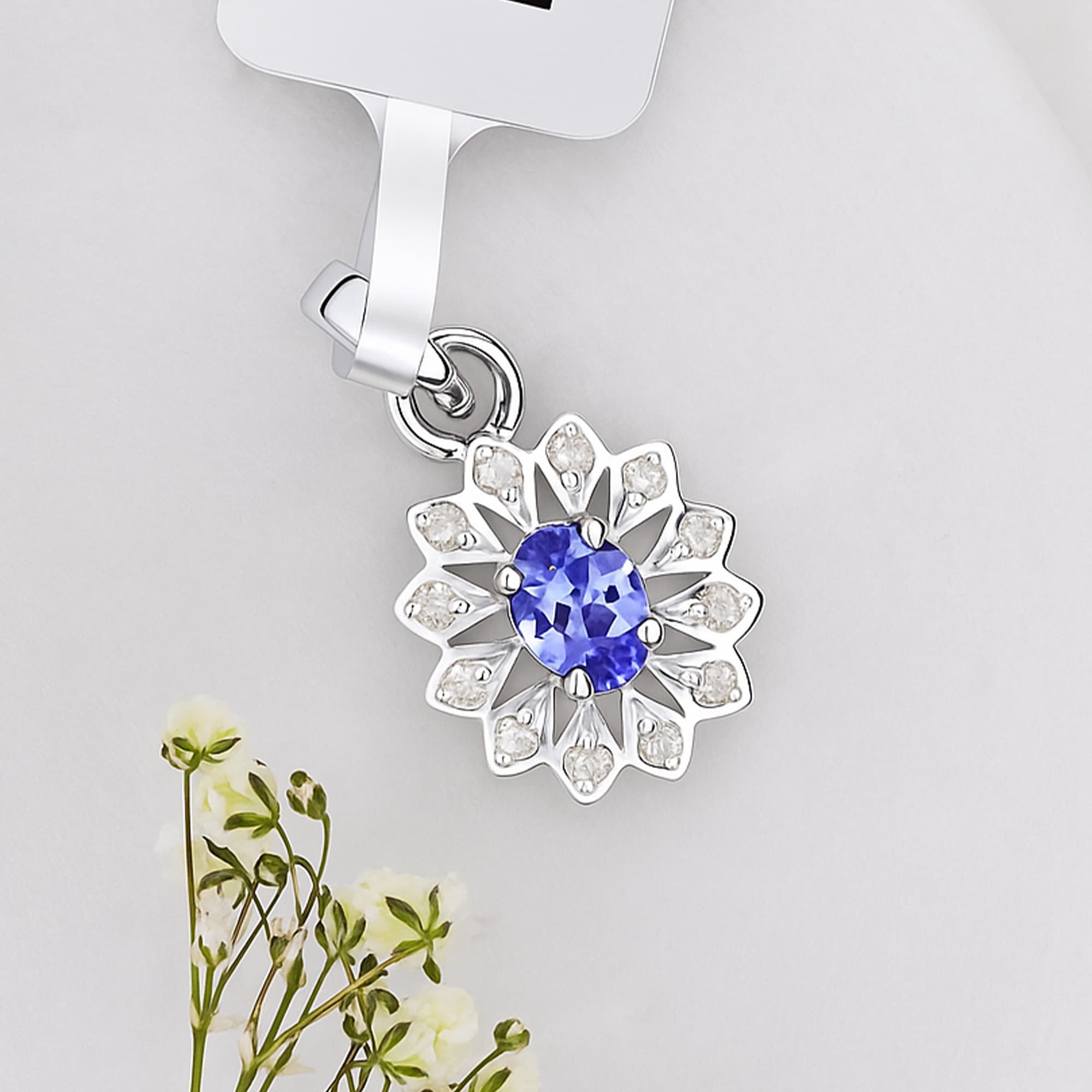 Tanzanite Blossom Halo Pendant
