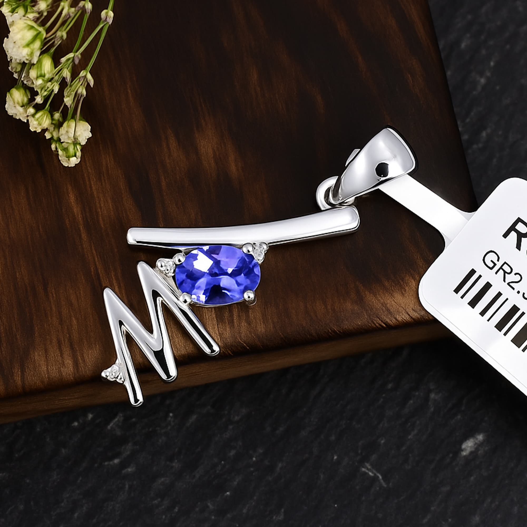 Modern Tanzanite Love Pendant alternate view
