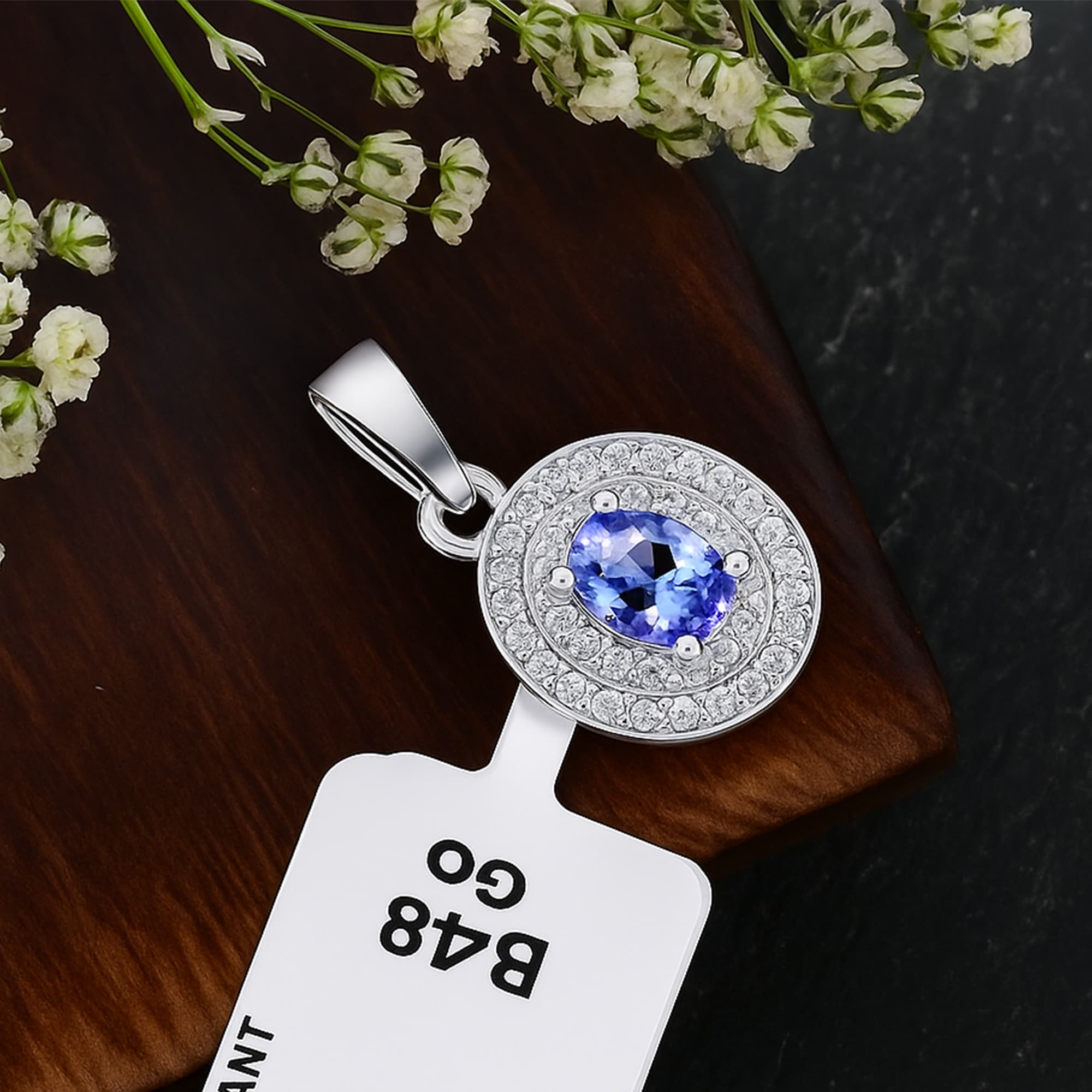 Royal Tanzanite Halo Pendant