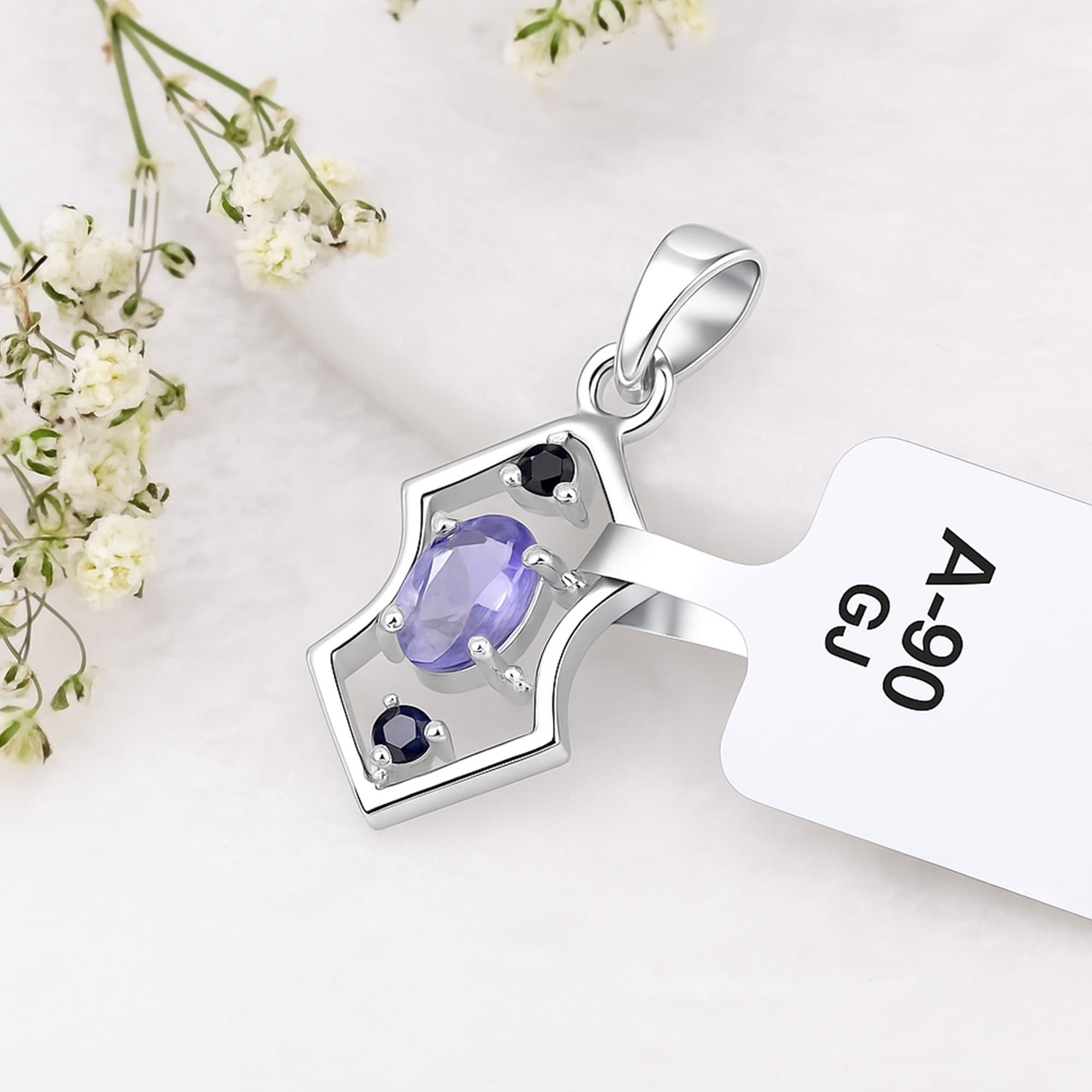Geometric Tanzanite Frame Pendant