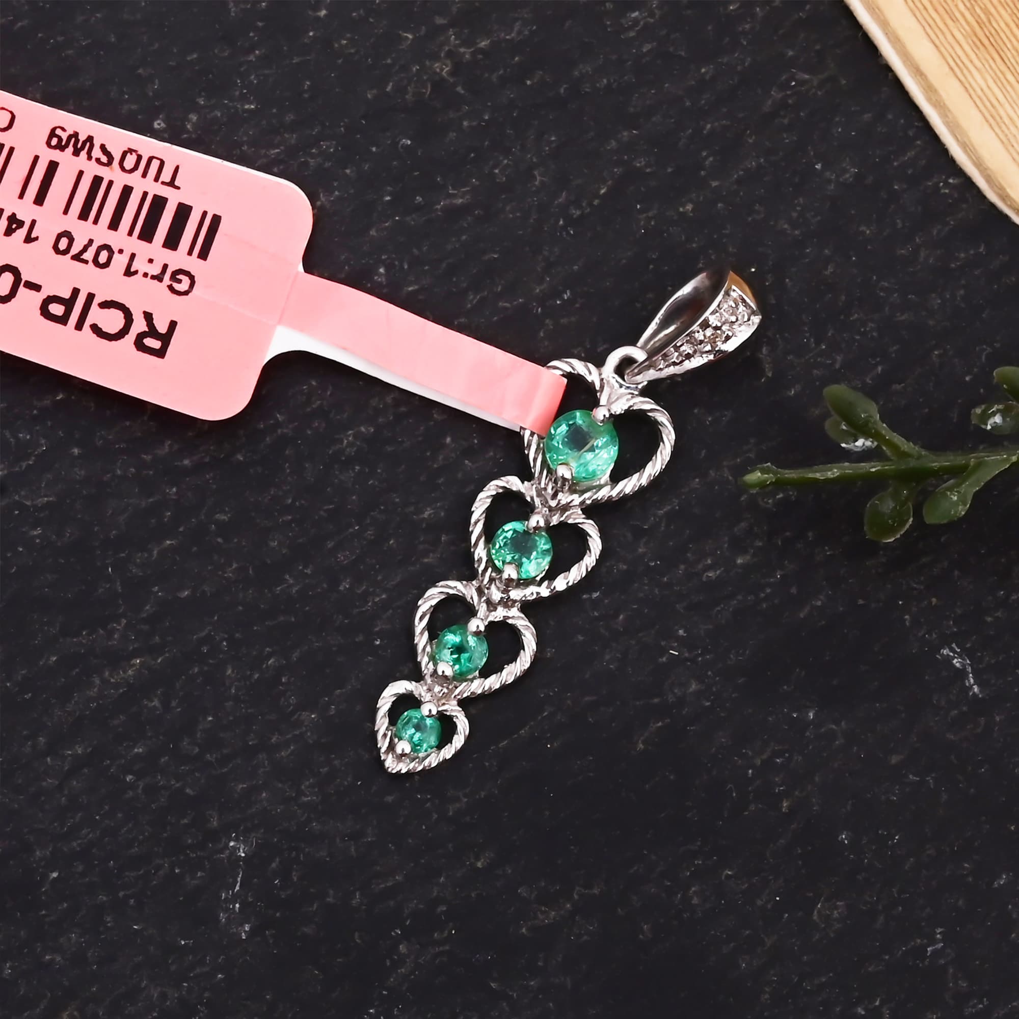 Emerald Heart Cascade Pendant alternate view