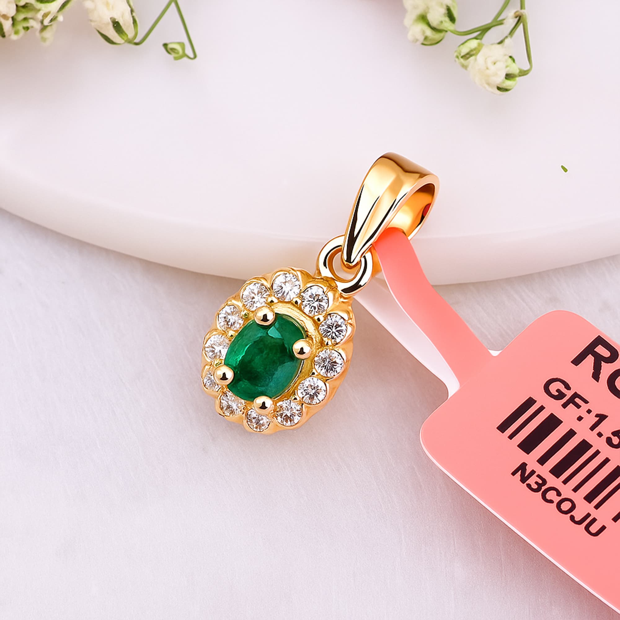Royal Emerald Halo Pendant