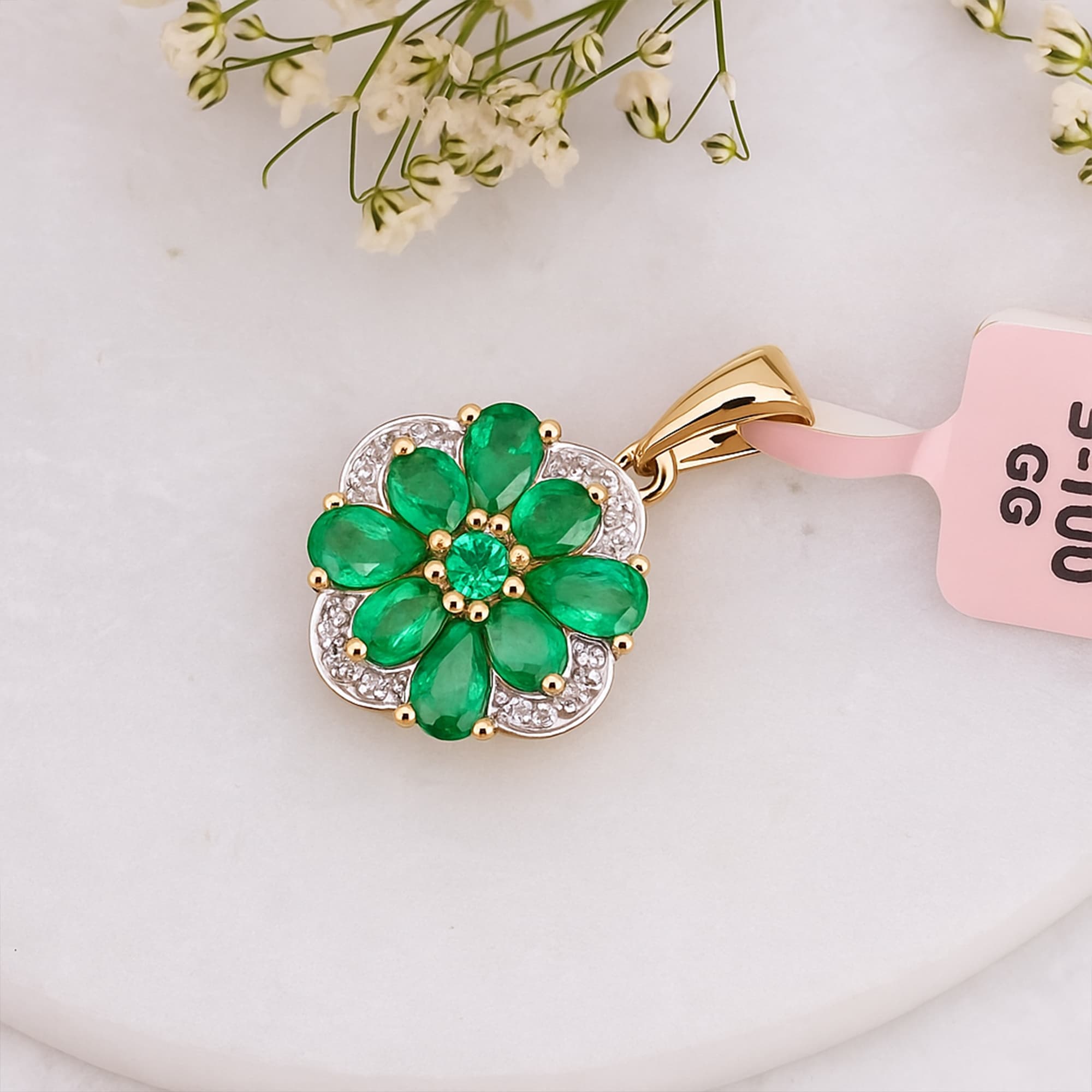 Emerald Bloom Diamond Pendant
