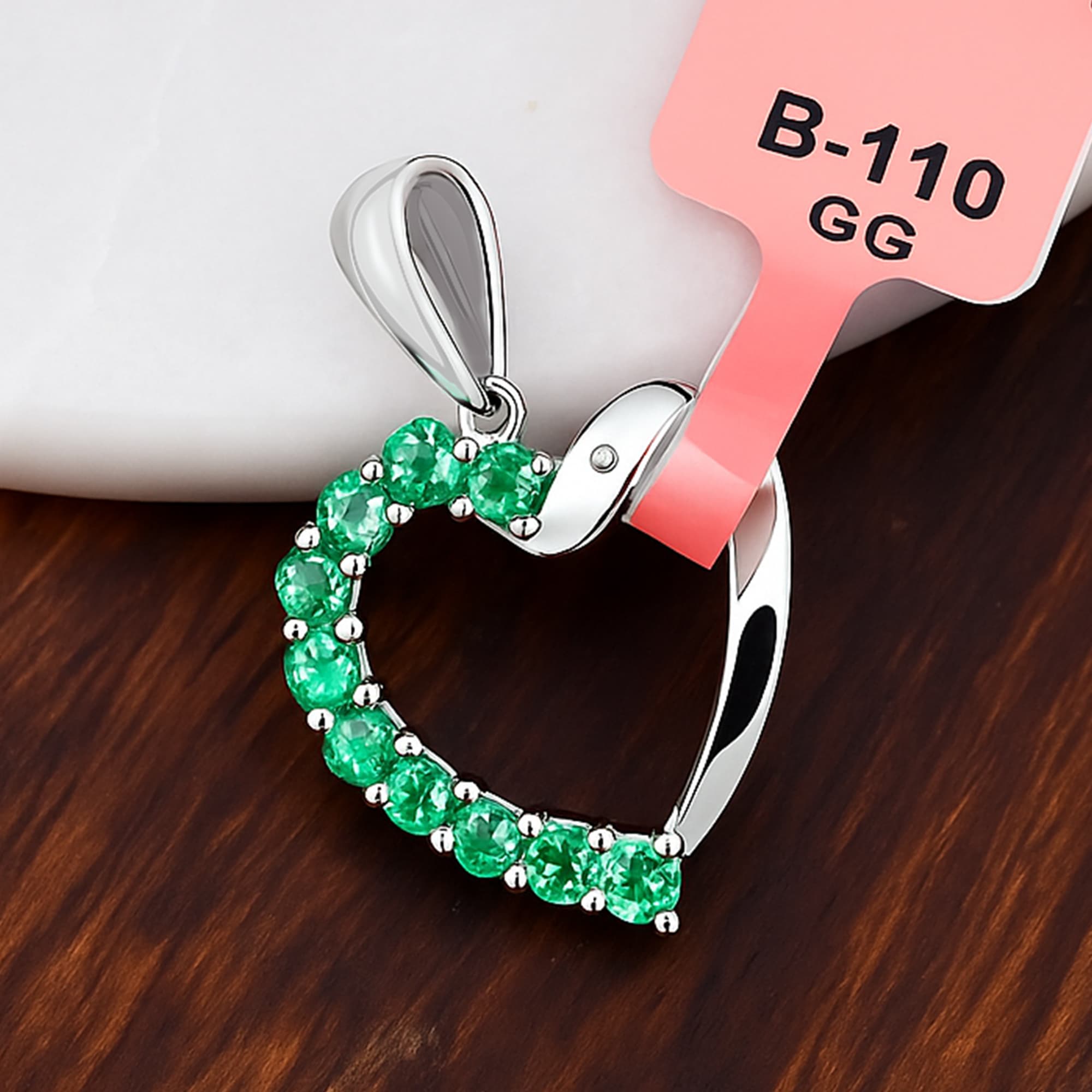 Emerald Heart Curve Pendant