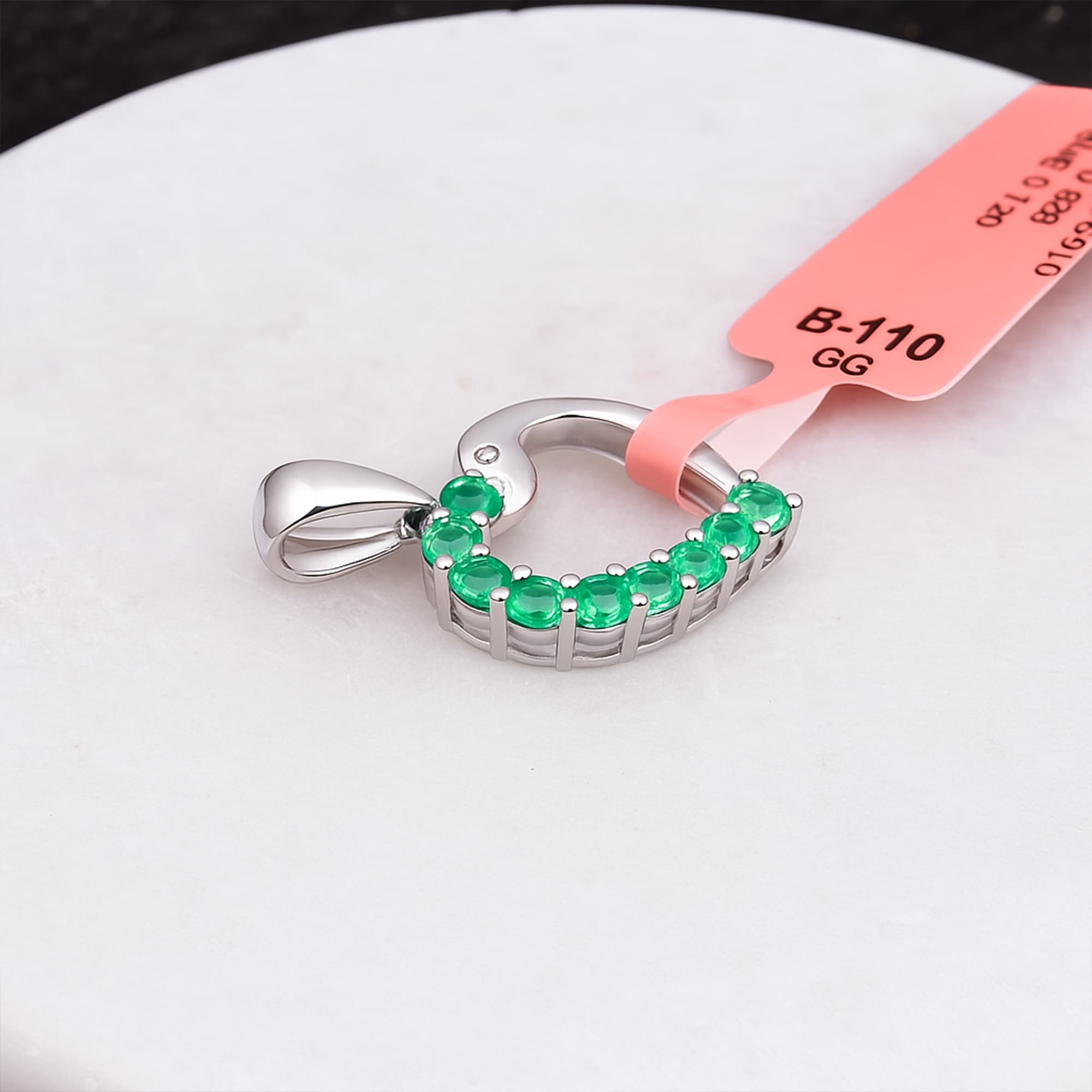 Emerald Heart Curve Pendant