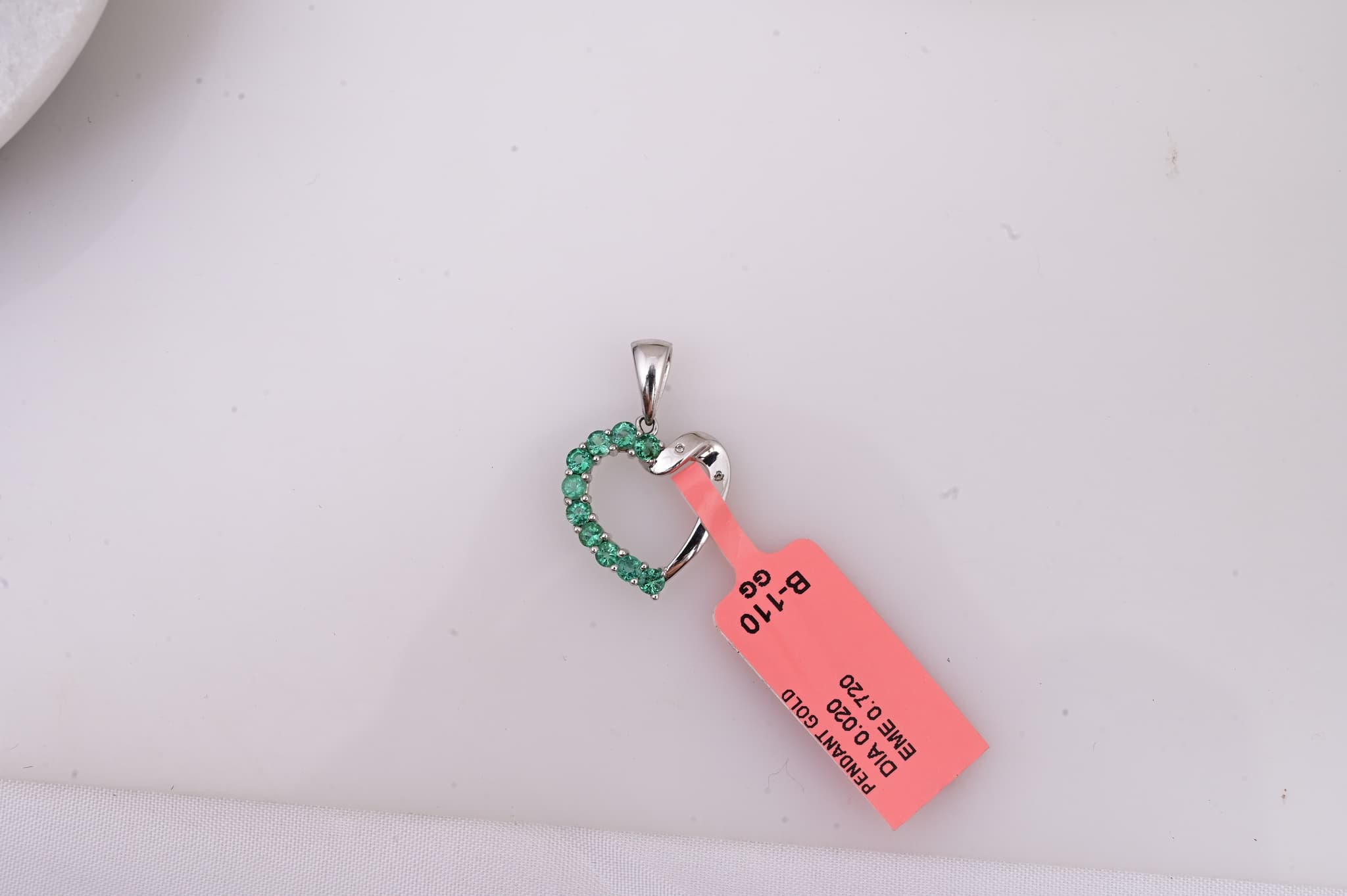 Emerald Heart Curve Pendant