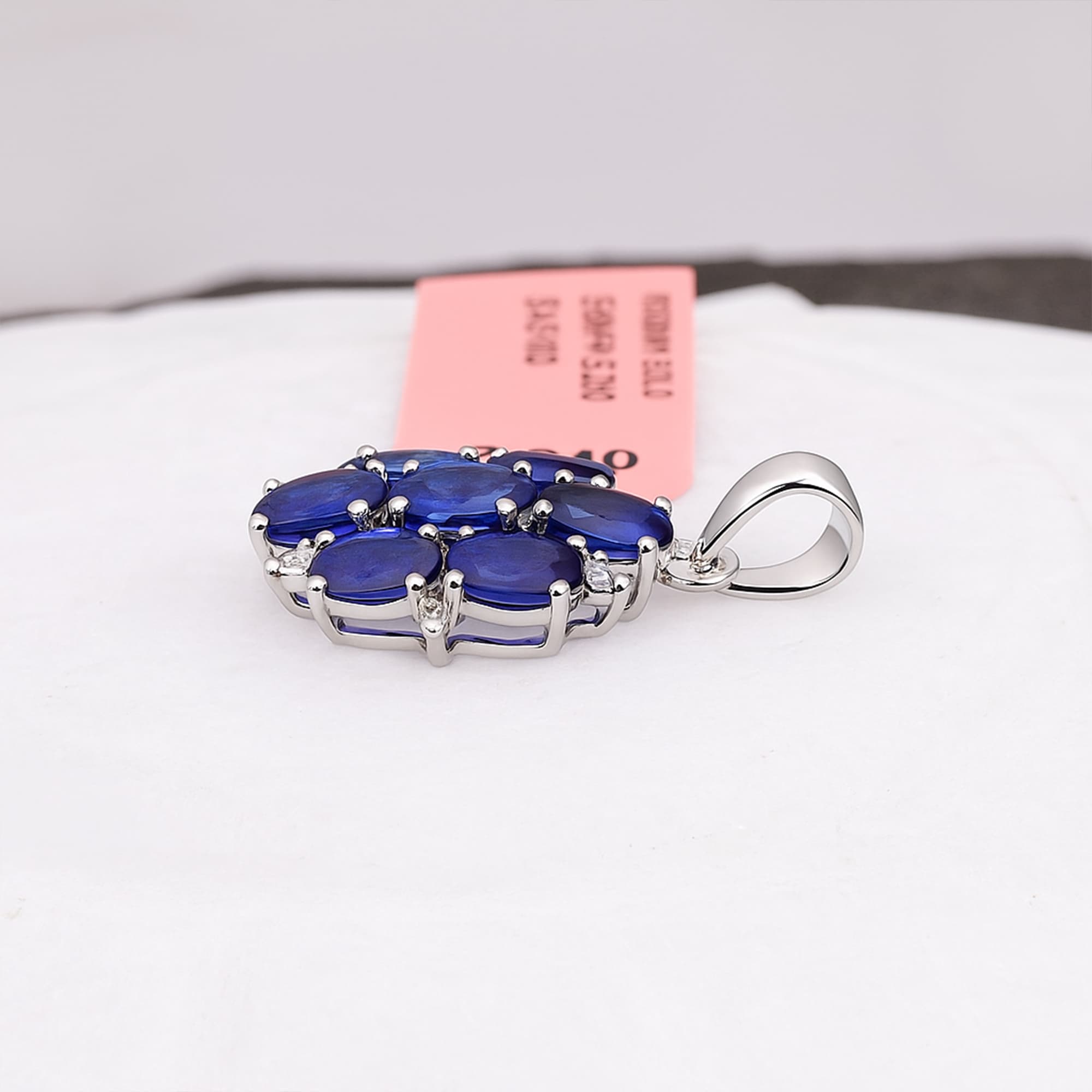 Royal Sapphire Diamond Cluster Pendant