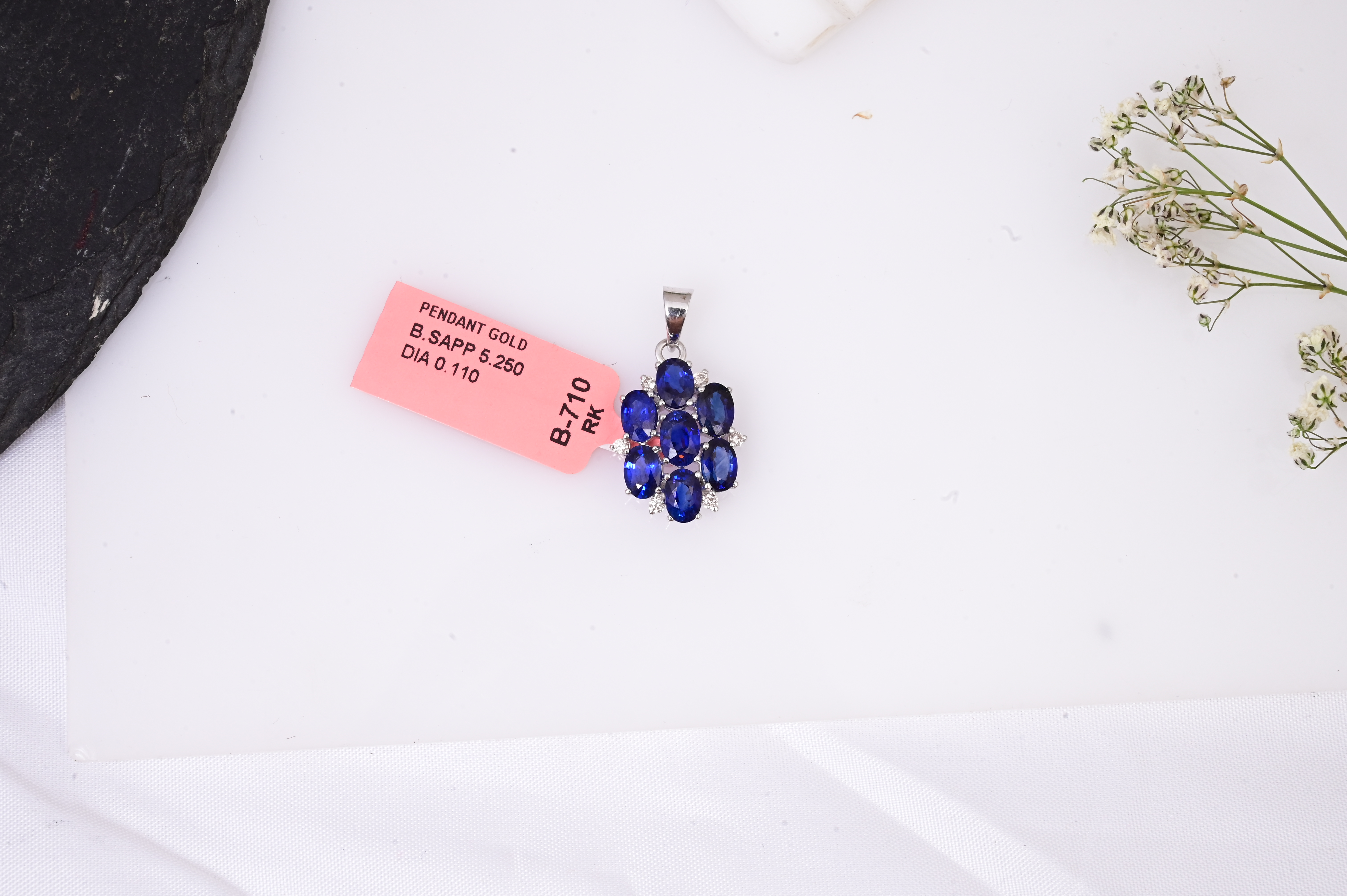Royal Sapphire Diamond Cluster Pendant