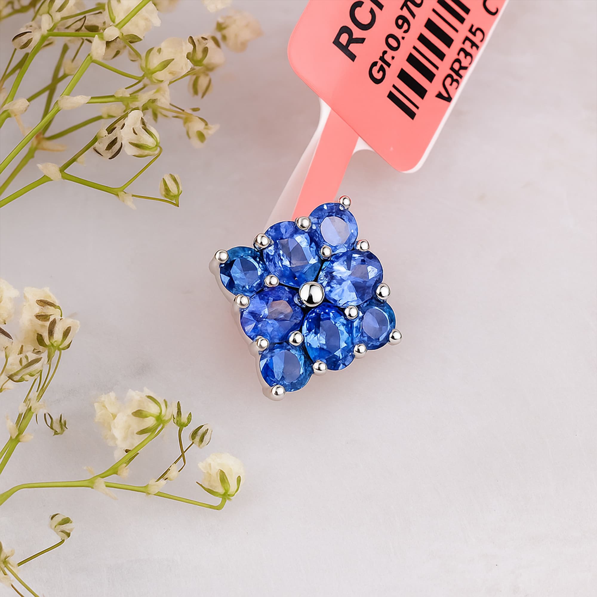 Celestial Sapphire Blossom Pendant alternate view