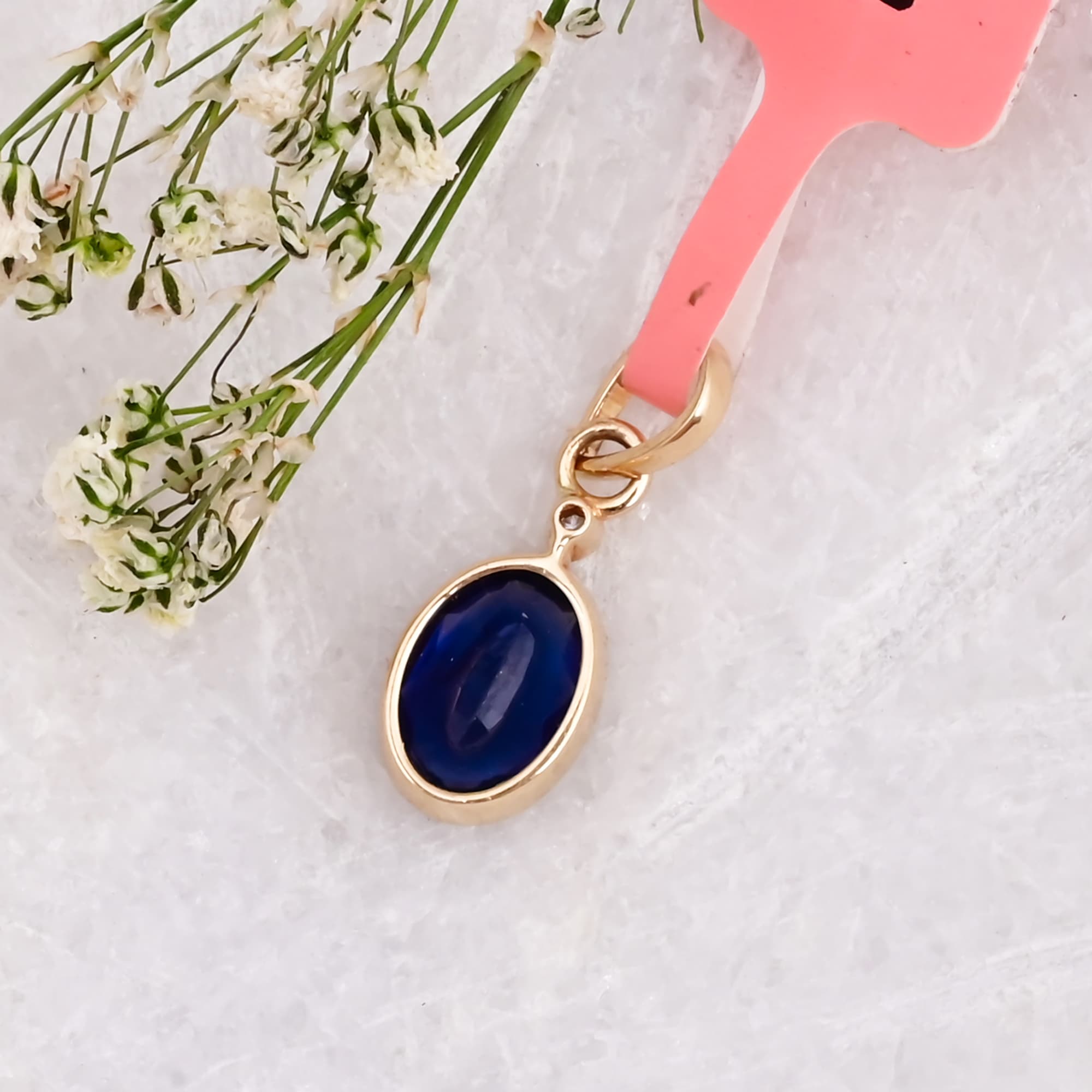 Royal Blue Sapphire Bezel Pendant alternate view