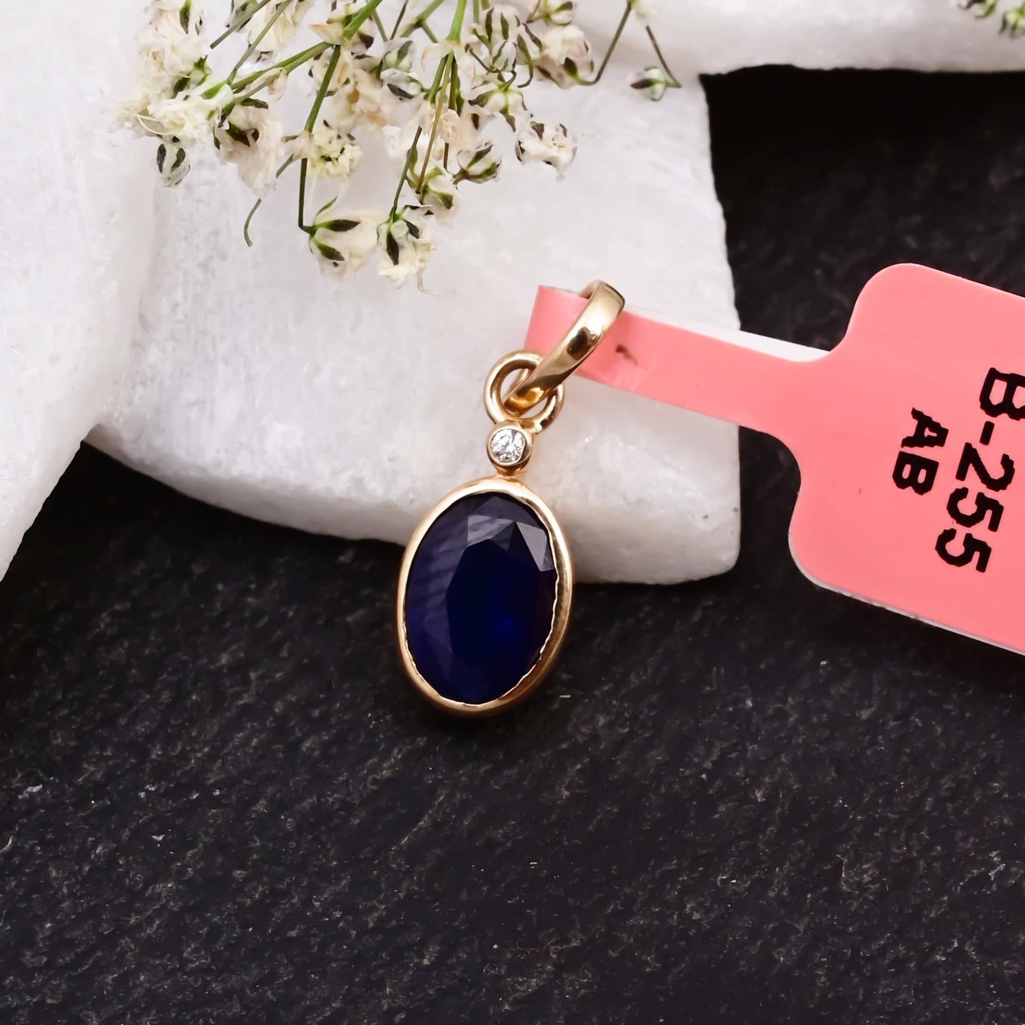 Royal Blue Sapphire Bezel Pendant