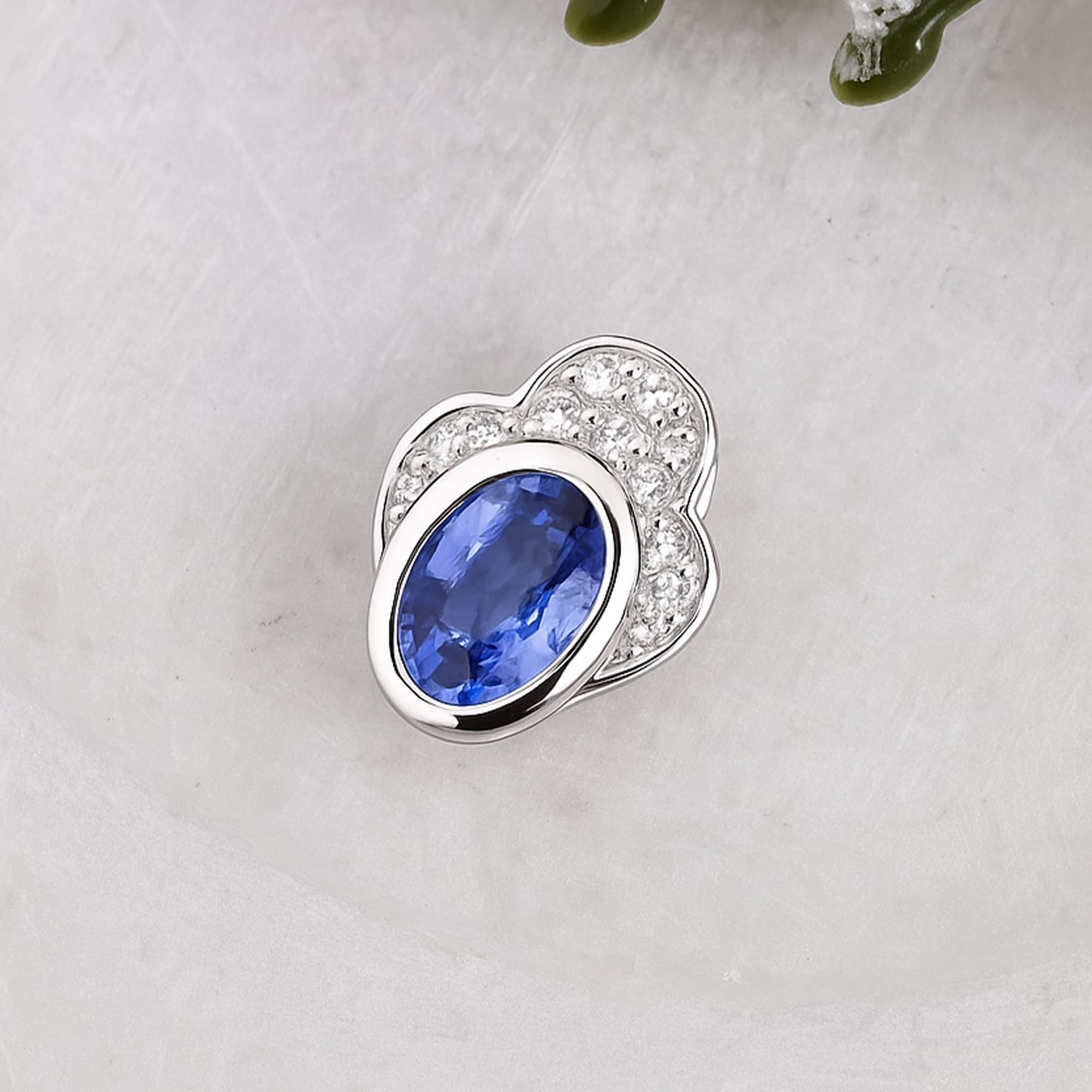 Royal Sapphire Blossom Halo Pendant alternate view