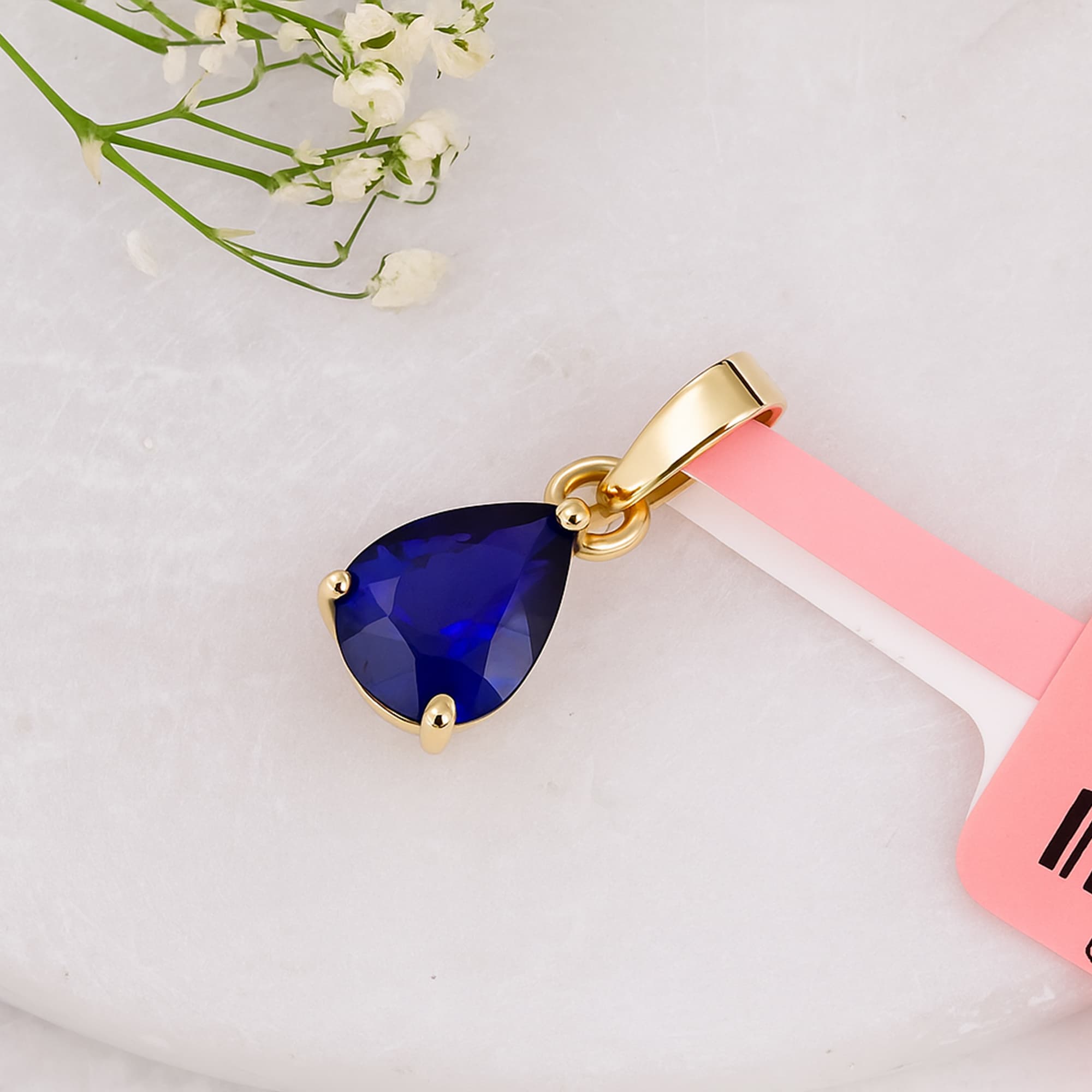 Royal Pear Blue Sapphire Solitaire Pendant