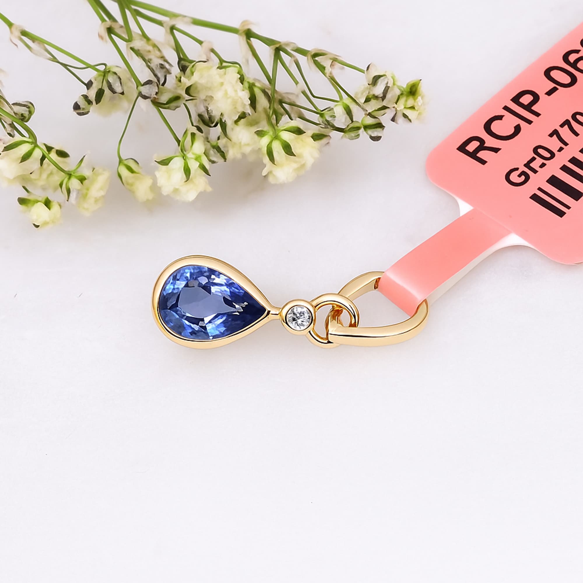 Pear Blue Sapphire Drop Pendant alternate view