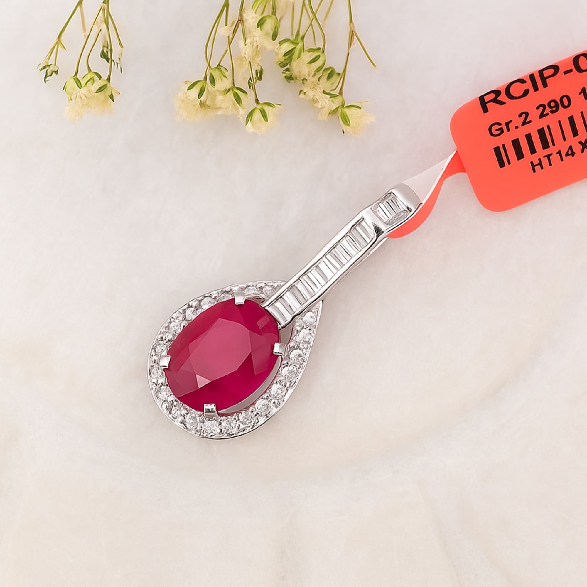 Royal Ruby Halo Drop Pendant alternate view