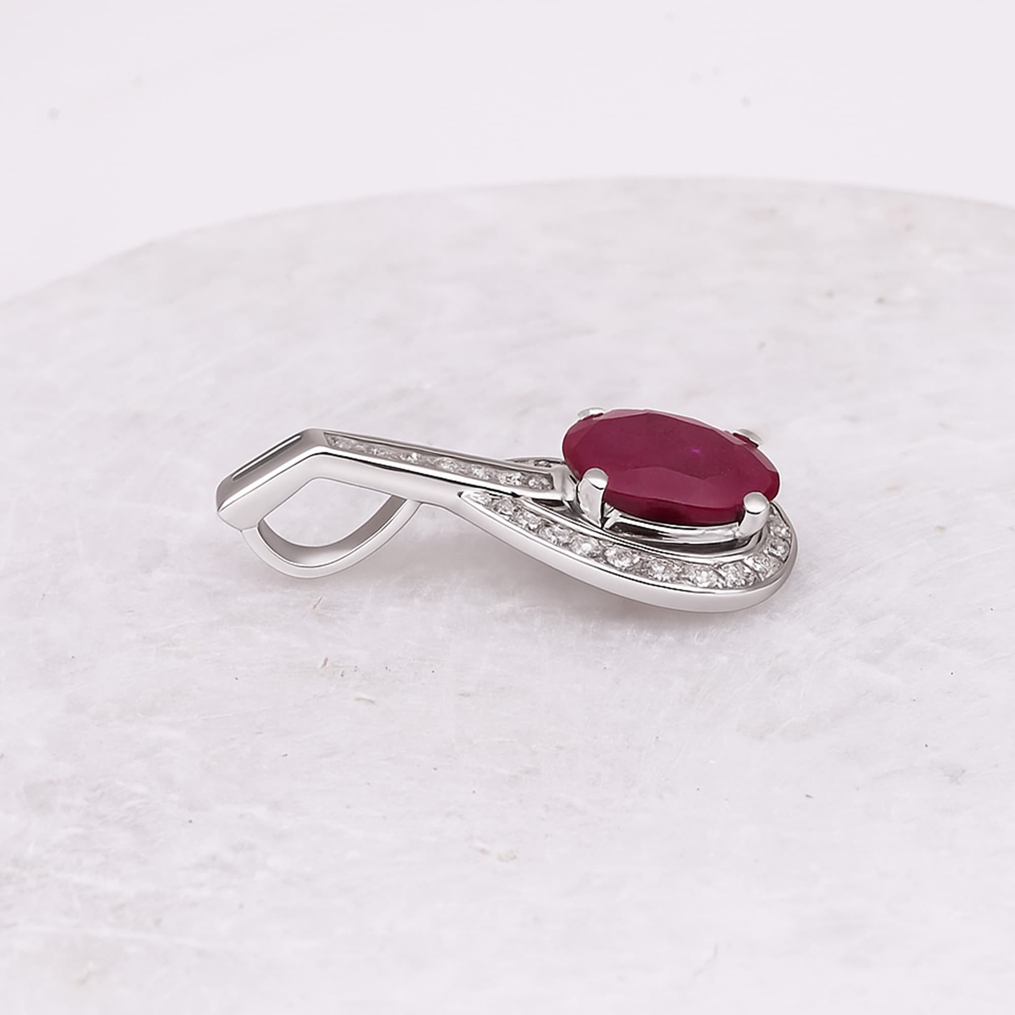 Royal Ruby Halo Drop Pendant