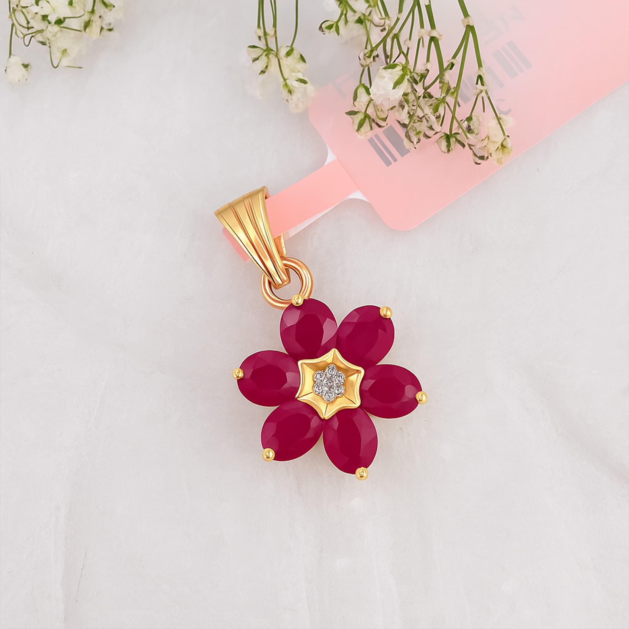 Ruby Blossom Diamond Pendant alternate view