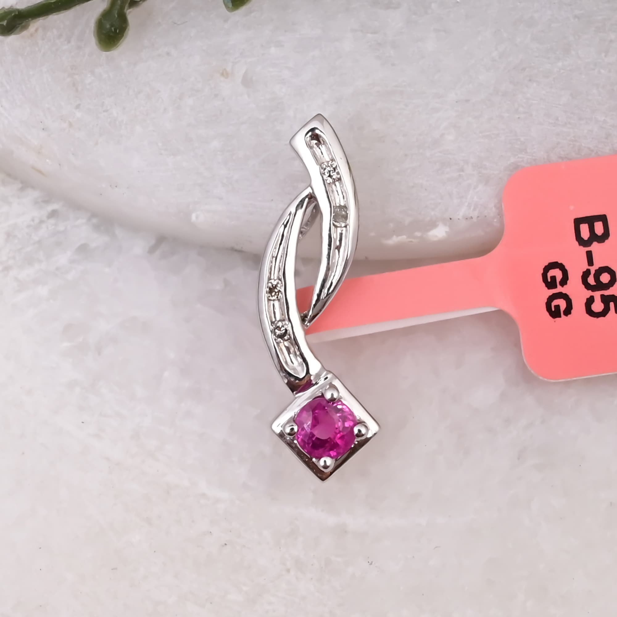 Twist Ruby Diamond Pendant