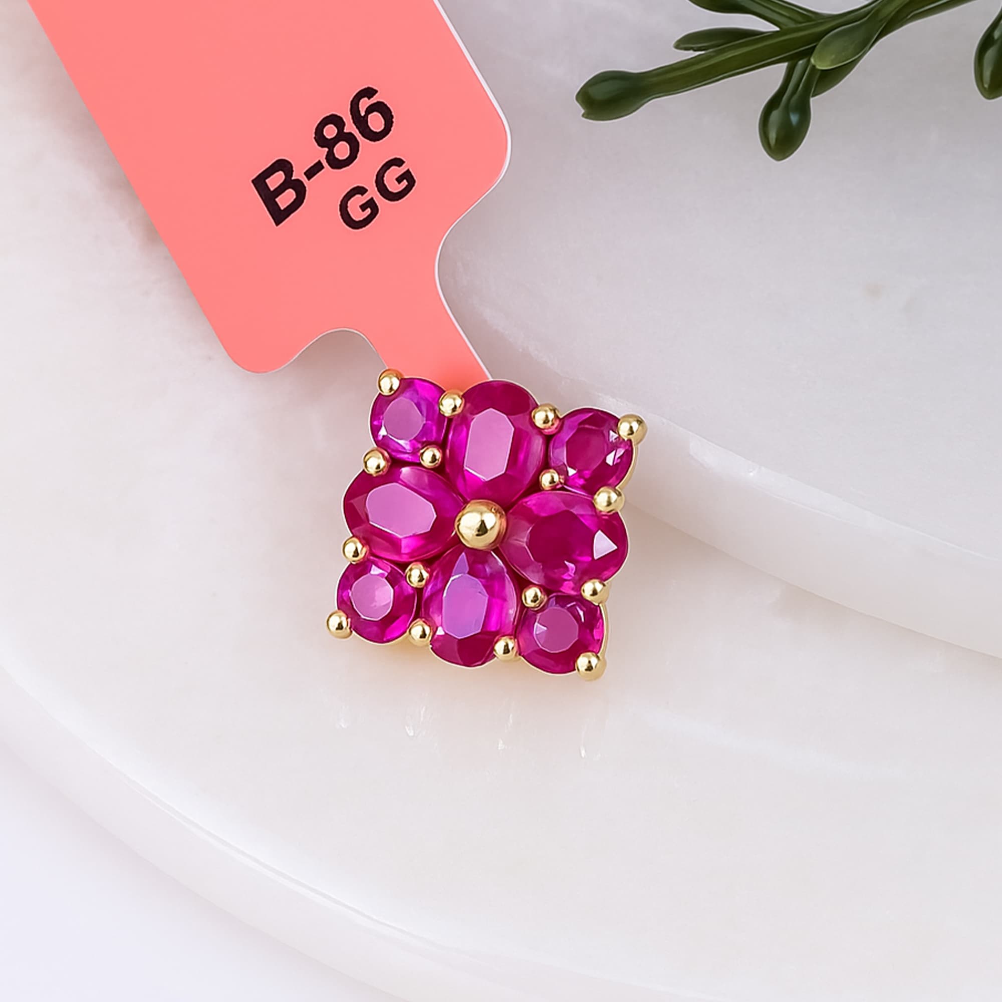 Ruby Blossom Floral Pendant