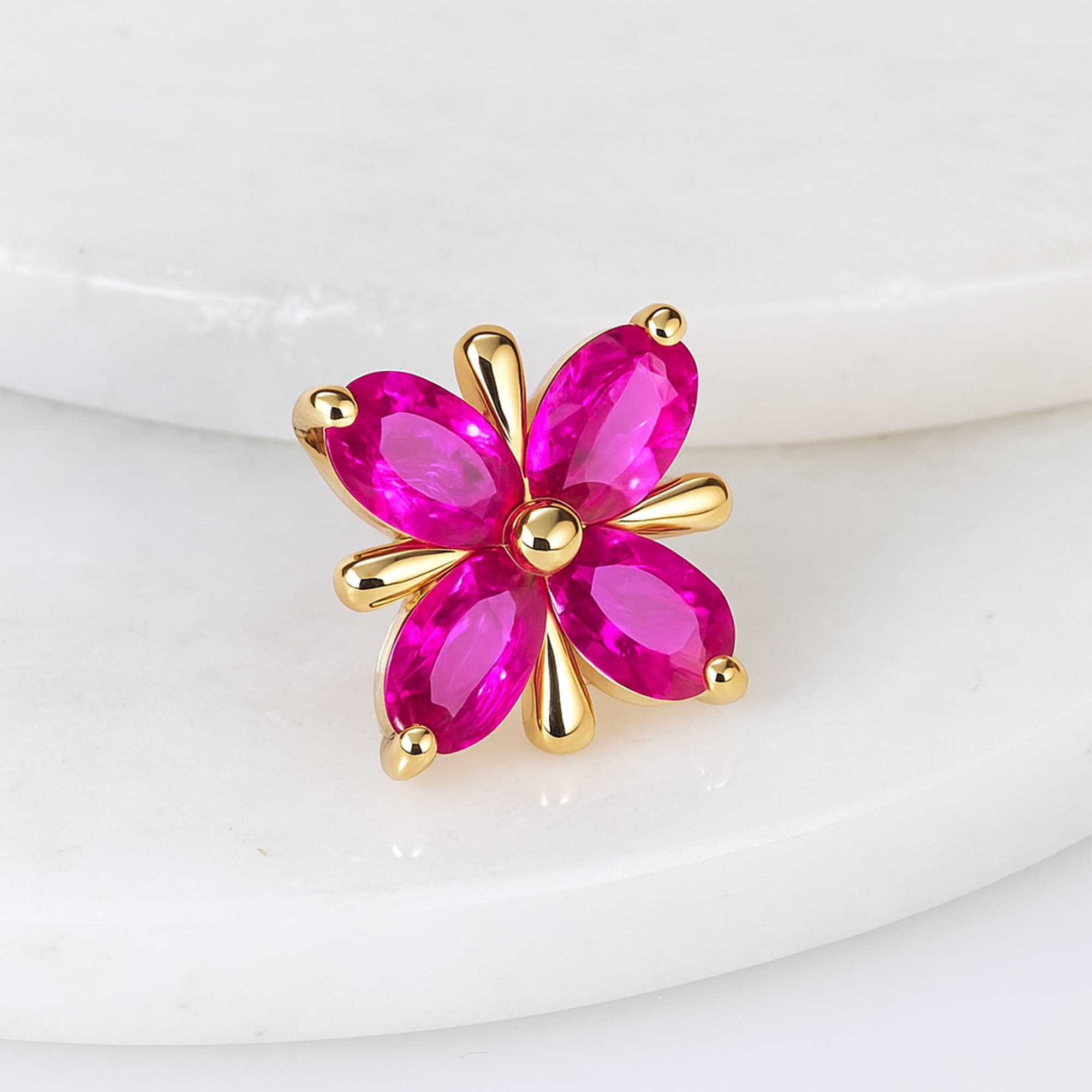Ruby Blossom Petal Pendant