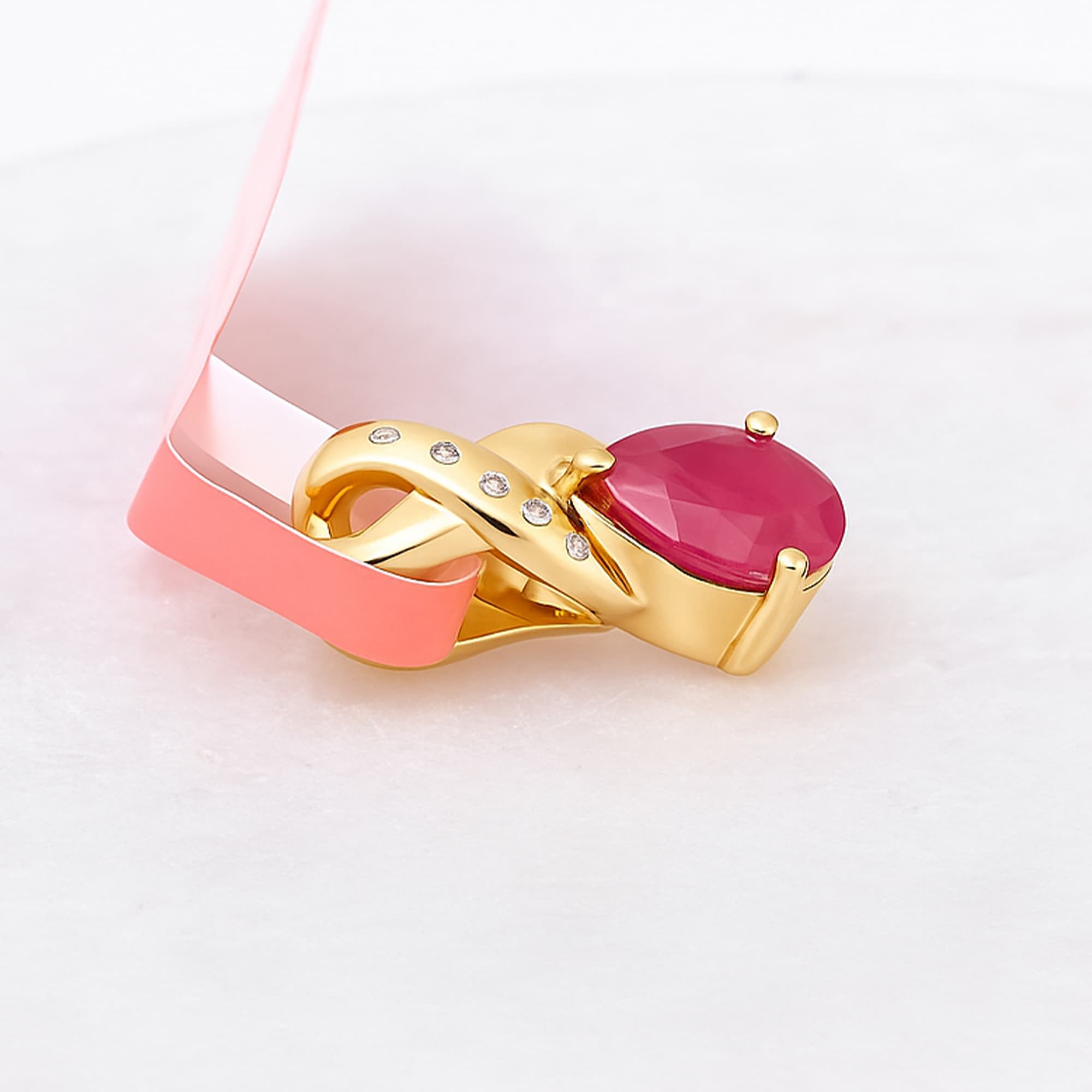 Ruby Dewdrop Diamond Pendant