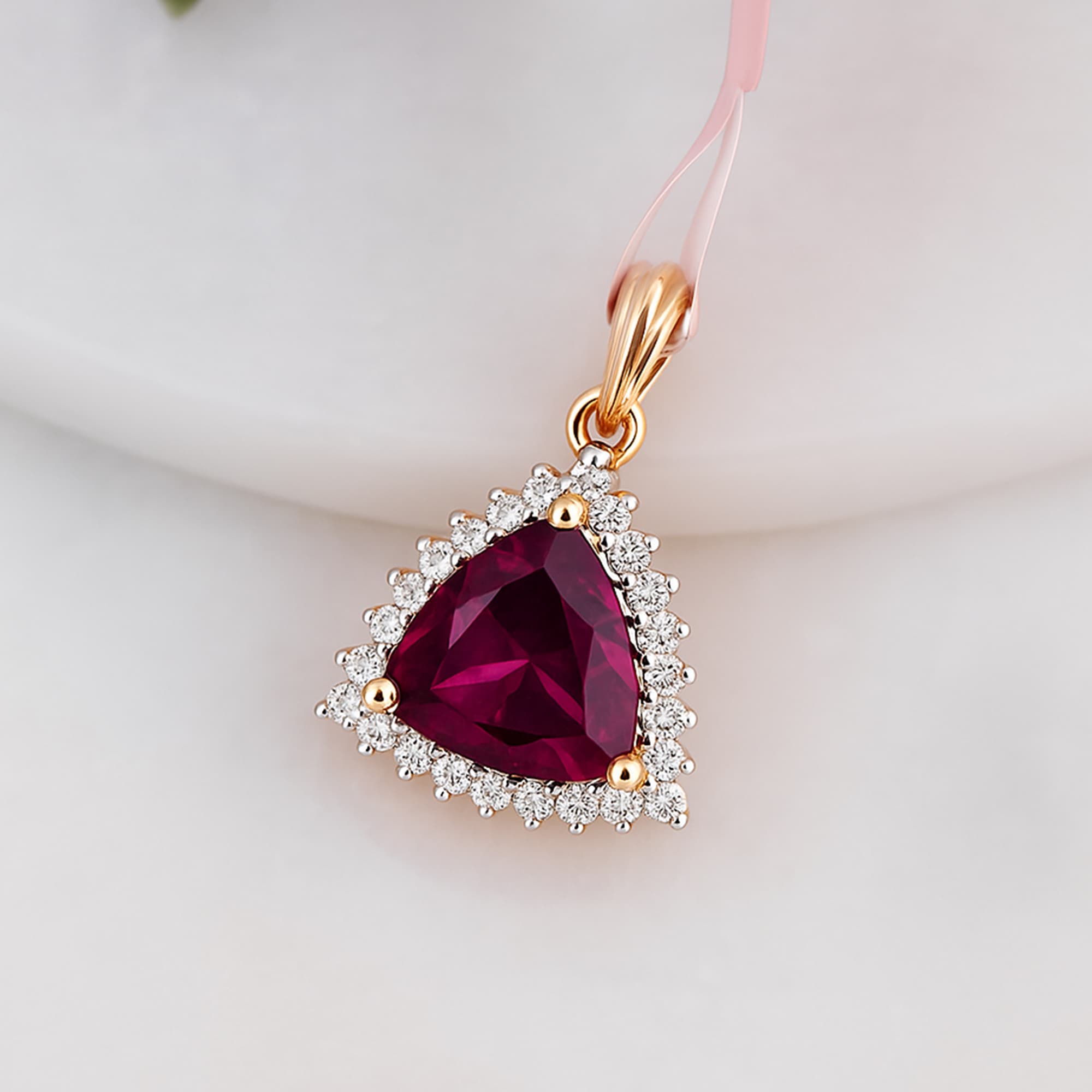 Imperial Rubellite Diamond Halo Pendant alternate view
