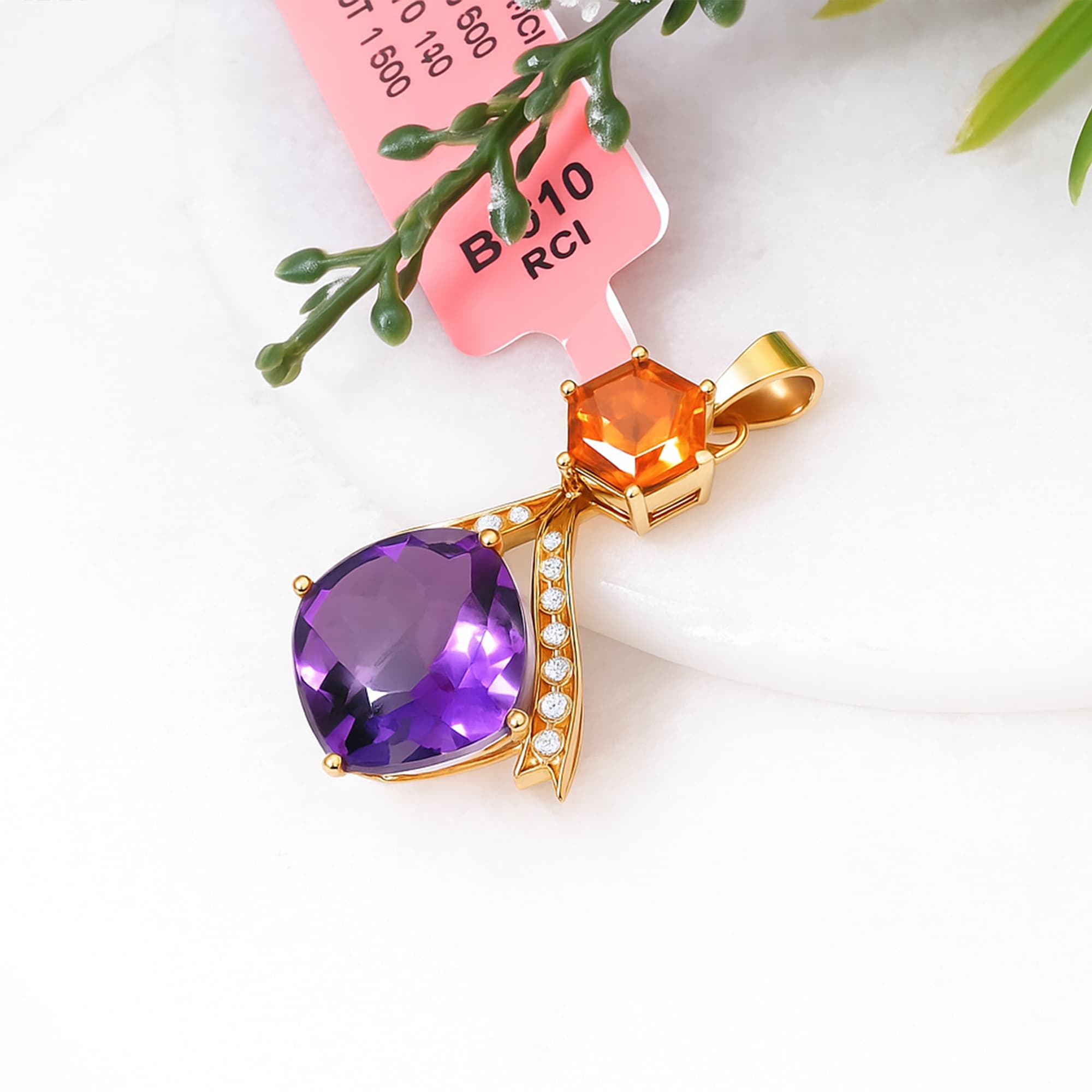 Twilight Harmony Amethyst, Citrine & Diamond Pendant alternate view