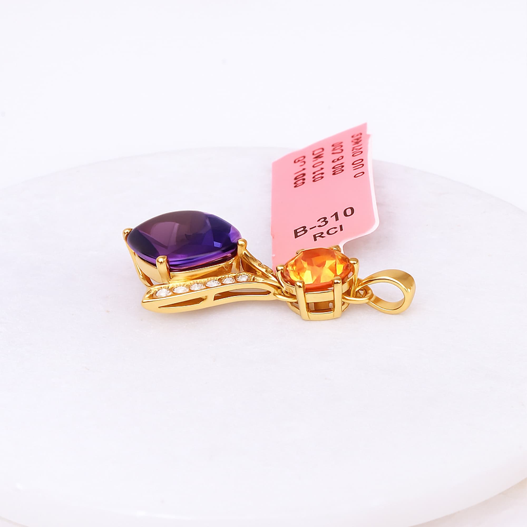 Twilight Harmony Amethyst, Citrine & Diamond Pendant