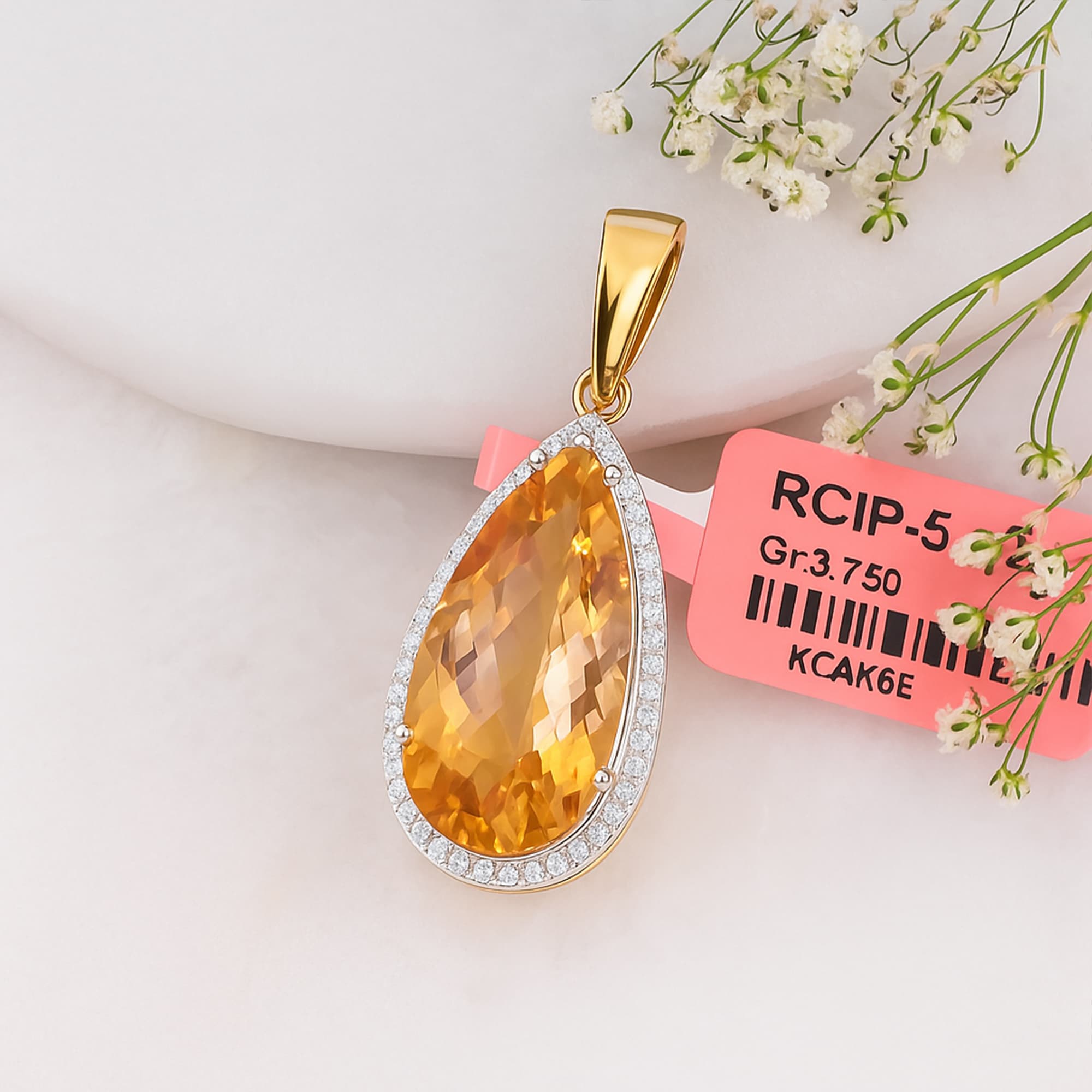 Golden Glow Citrine Halo Pendant alternate view