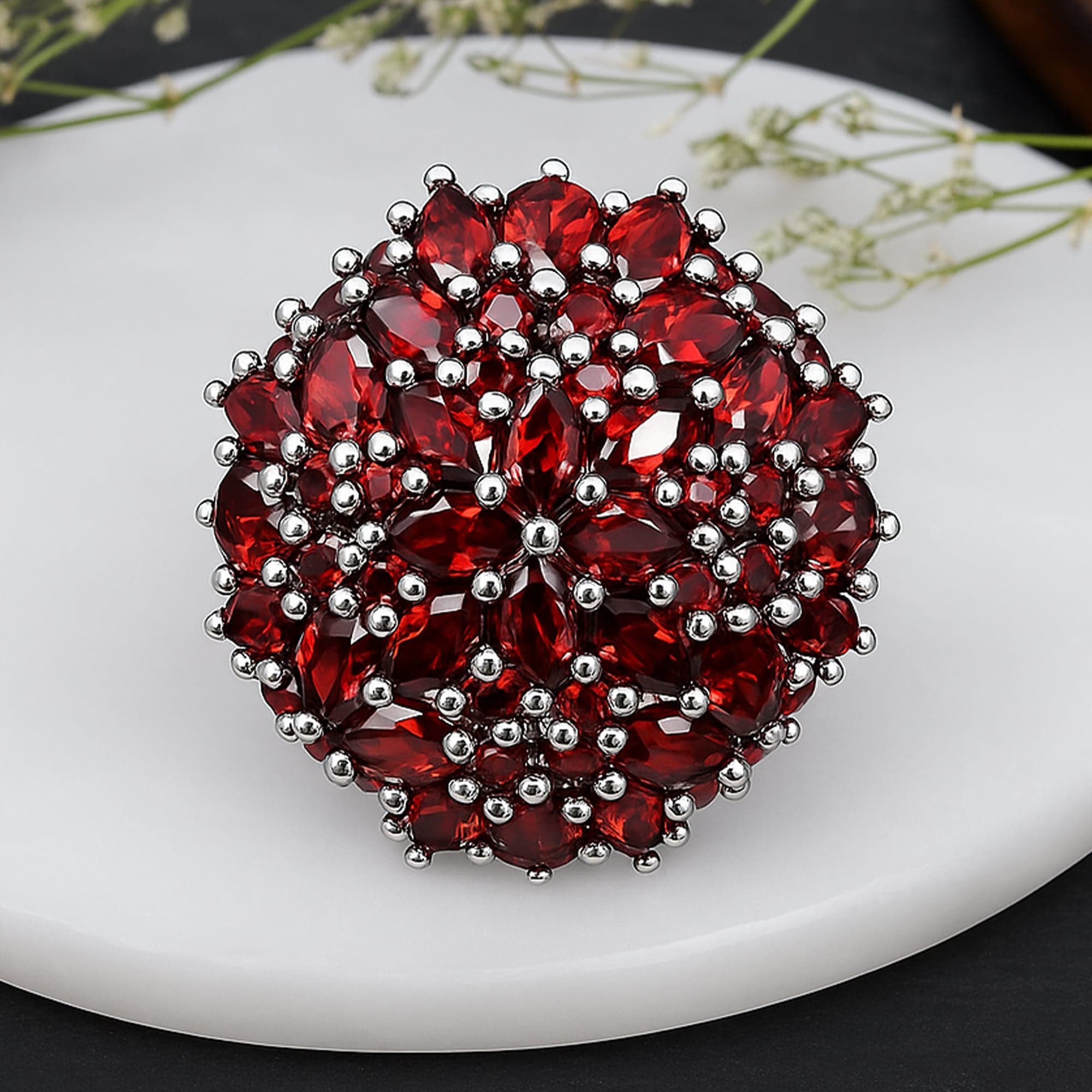 Crimson Crown Garnet Ring