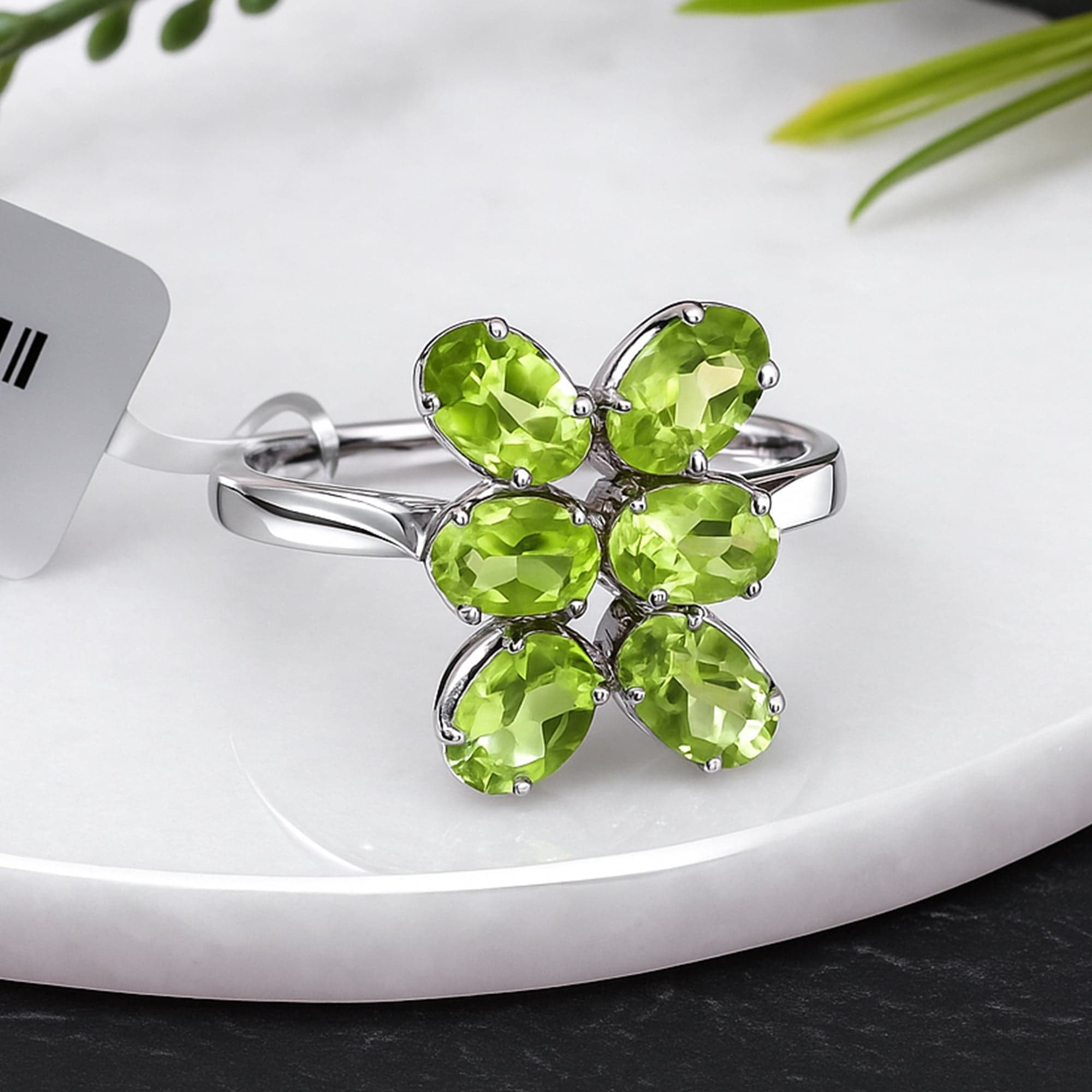 Peridot Floral Cluster Ring