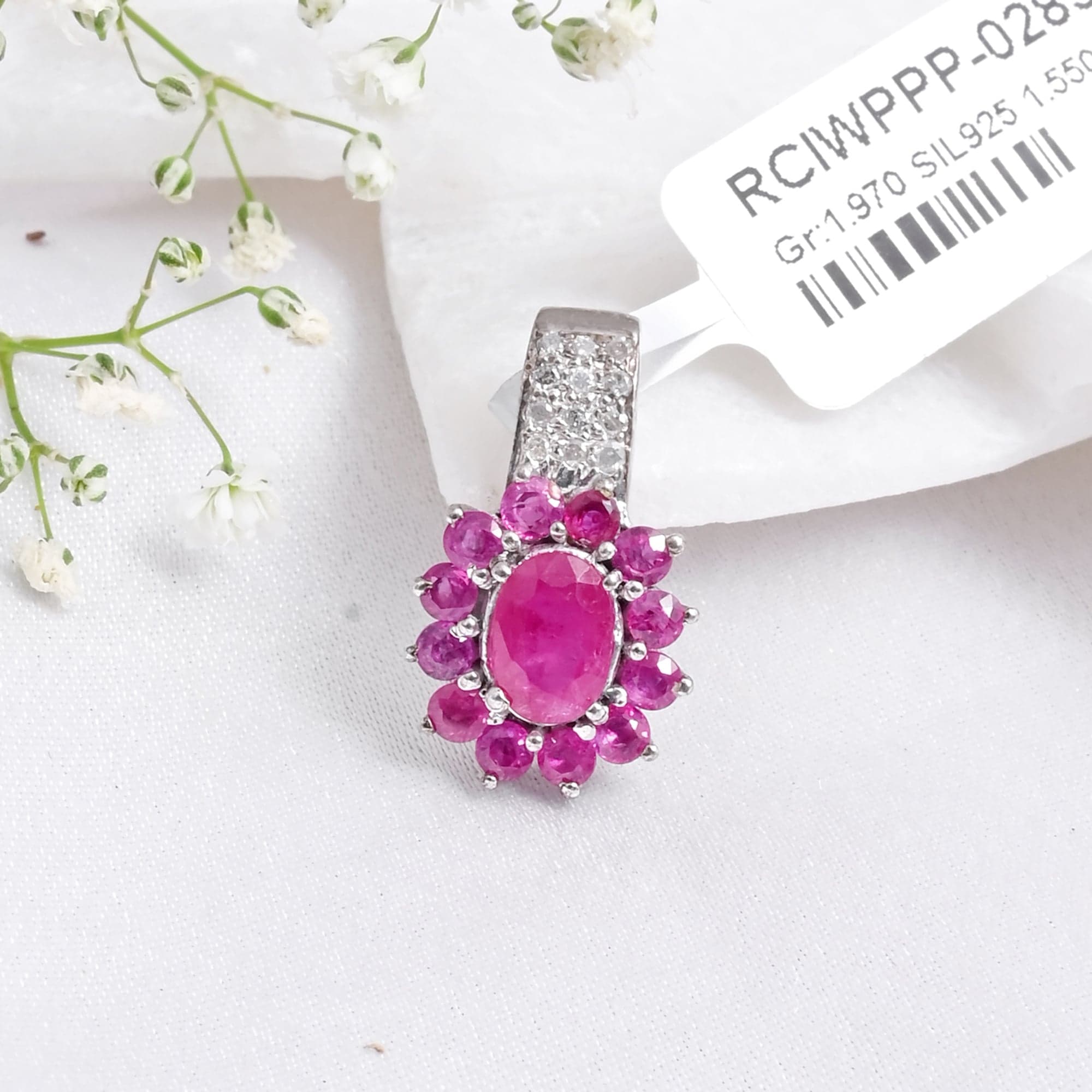 Radiant Bloom Ruby Halo Pendant