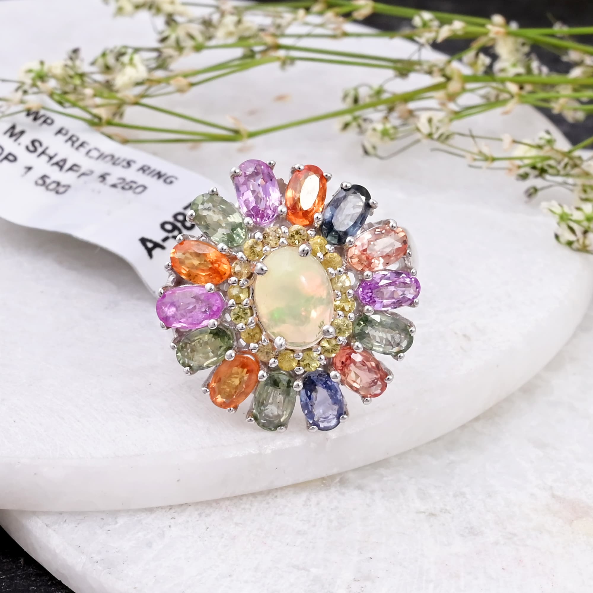Celestial Opal Bloom Multi Sapphire Ring